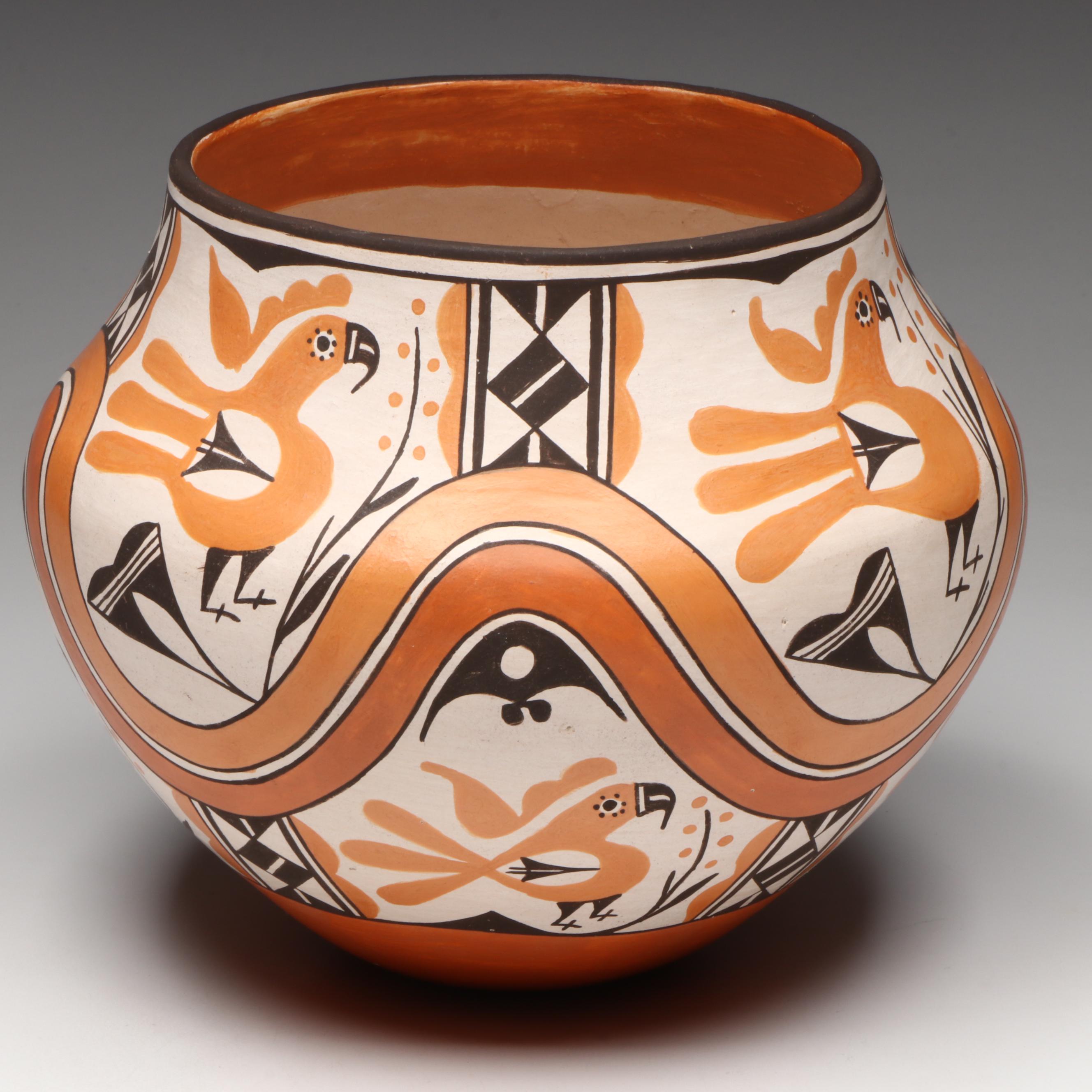 Rose Chino Garcia Acoma Pottery Polychrome Parrot Olla