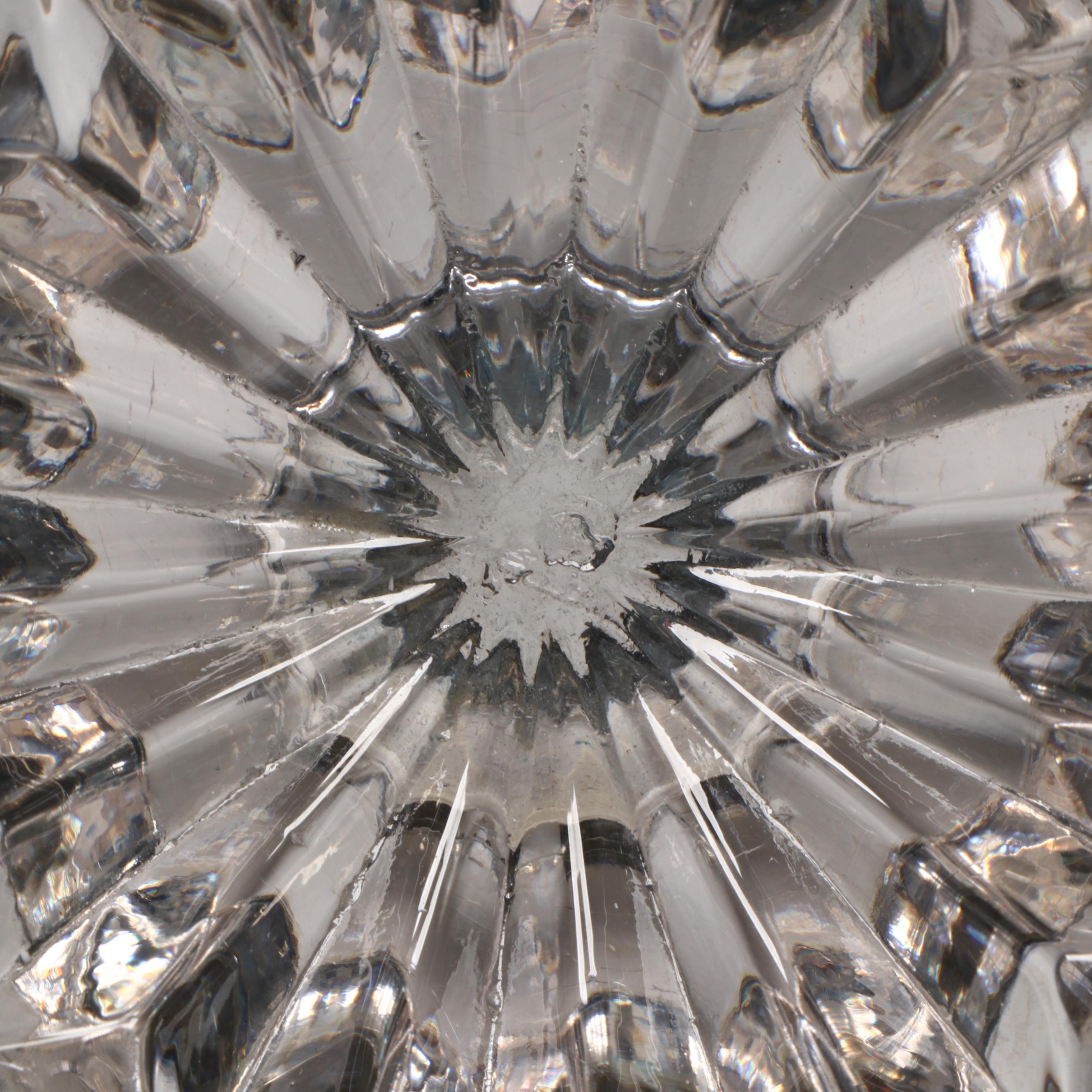 Footed Crystal Inkwell with Hand-Carved Desk Sign