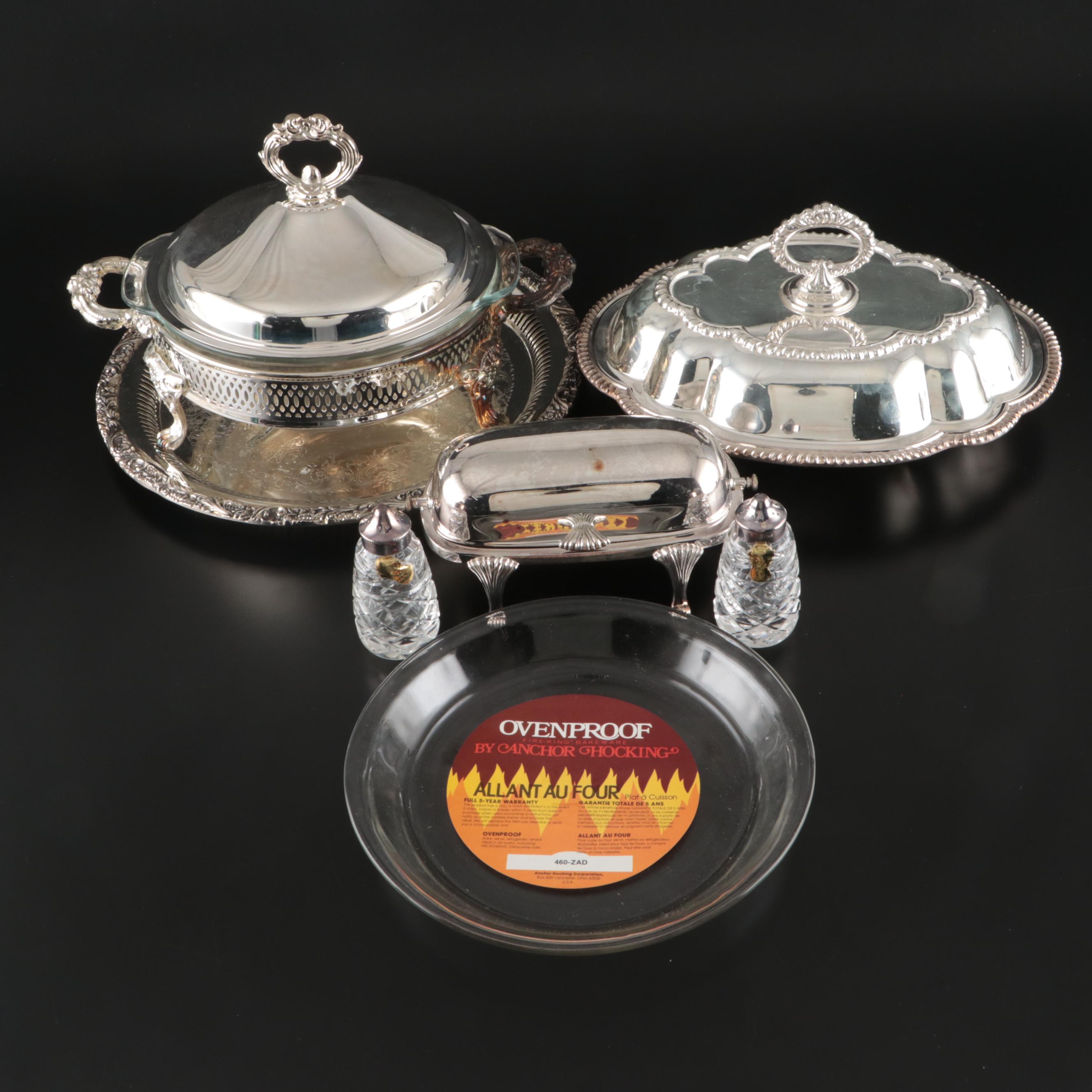 International Silver Co Tray with Silver Plate and Other Serving Pieces