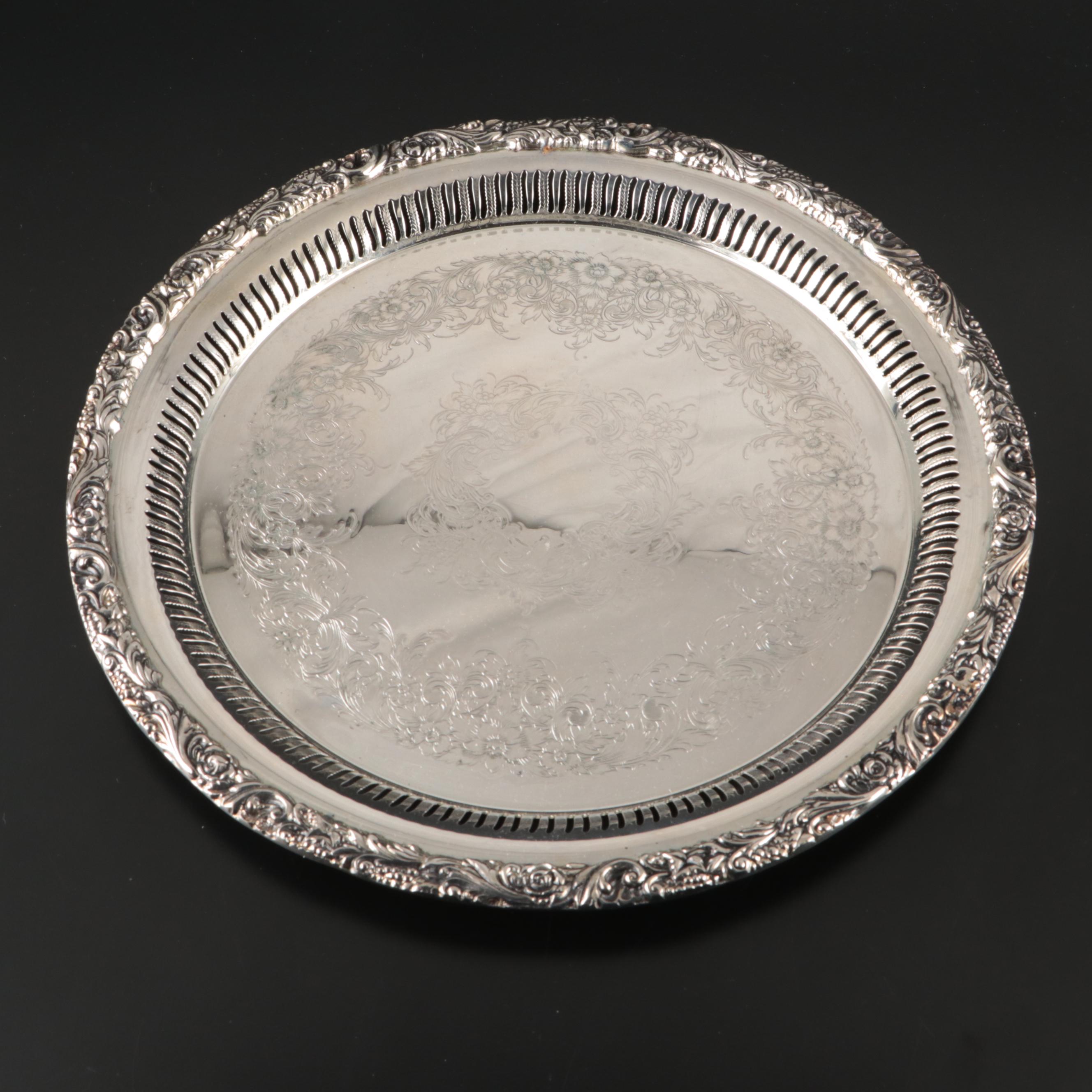 International Silver Co Tray with Silver Plate and Other Serving Pieces