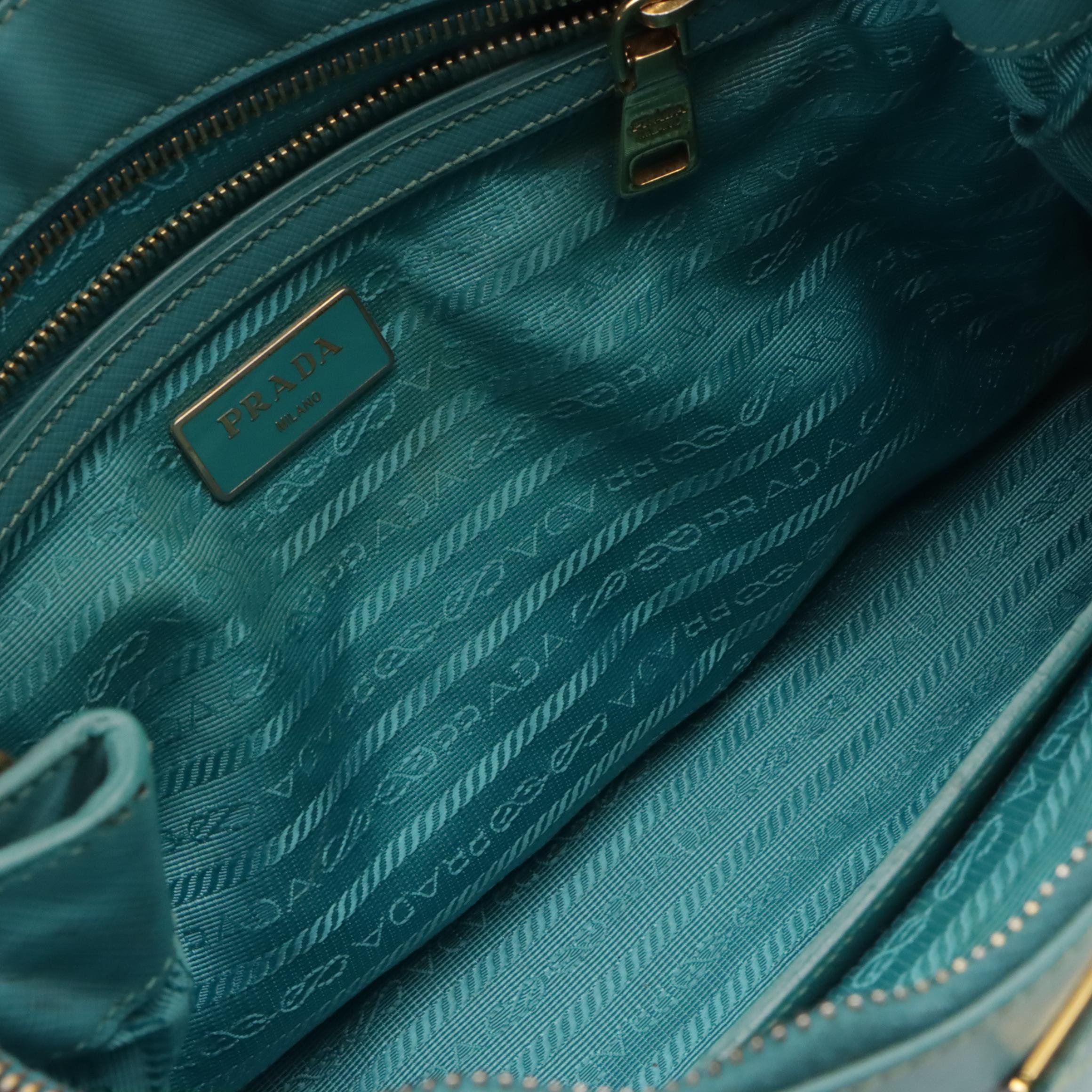 Prada Medium Galleria Double Zip Two-Way Bag in Blue Saffiano Lux Leather