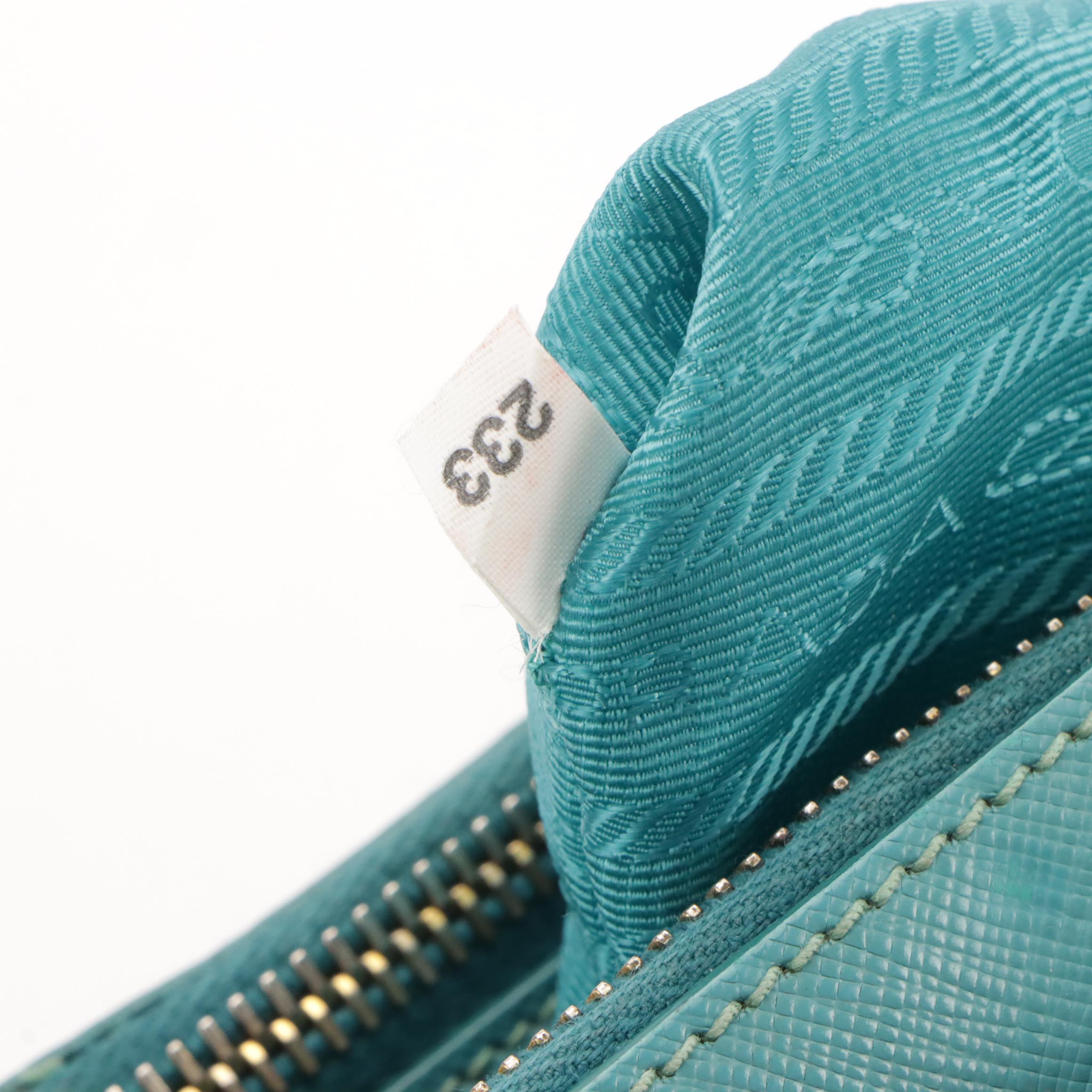 Prada Medium Galleria Double Zip Two-Way Bag in Blue Saffiano Lux Leather