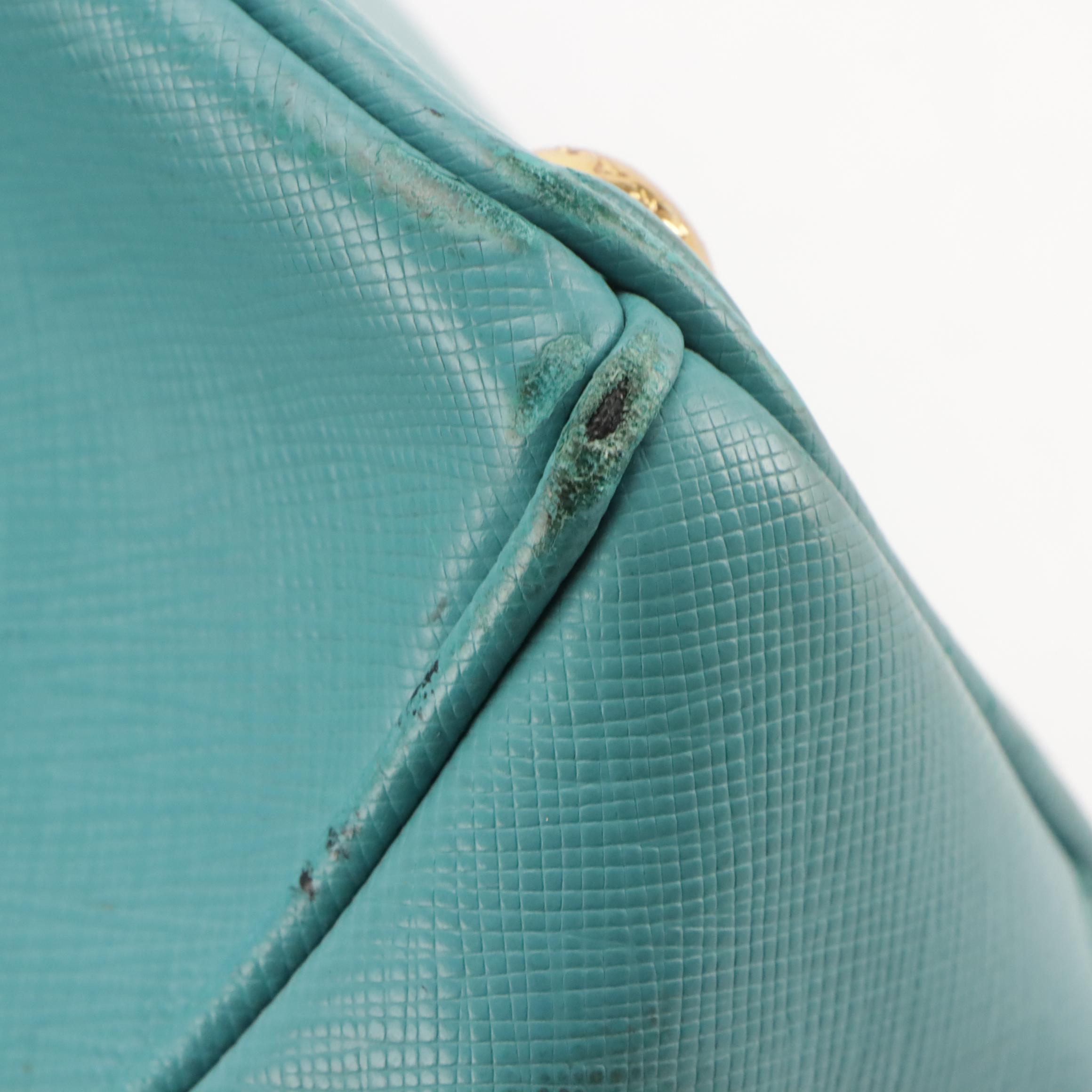 Prada Medium Galleria Double Zip Two-Way Bag in Blue Saffiano Lux Leather