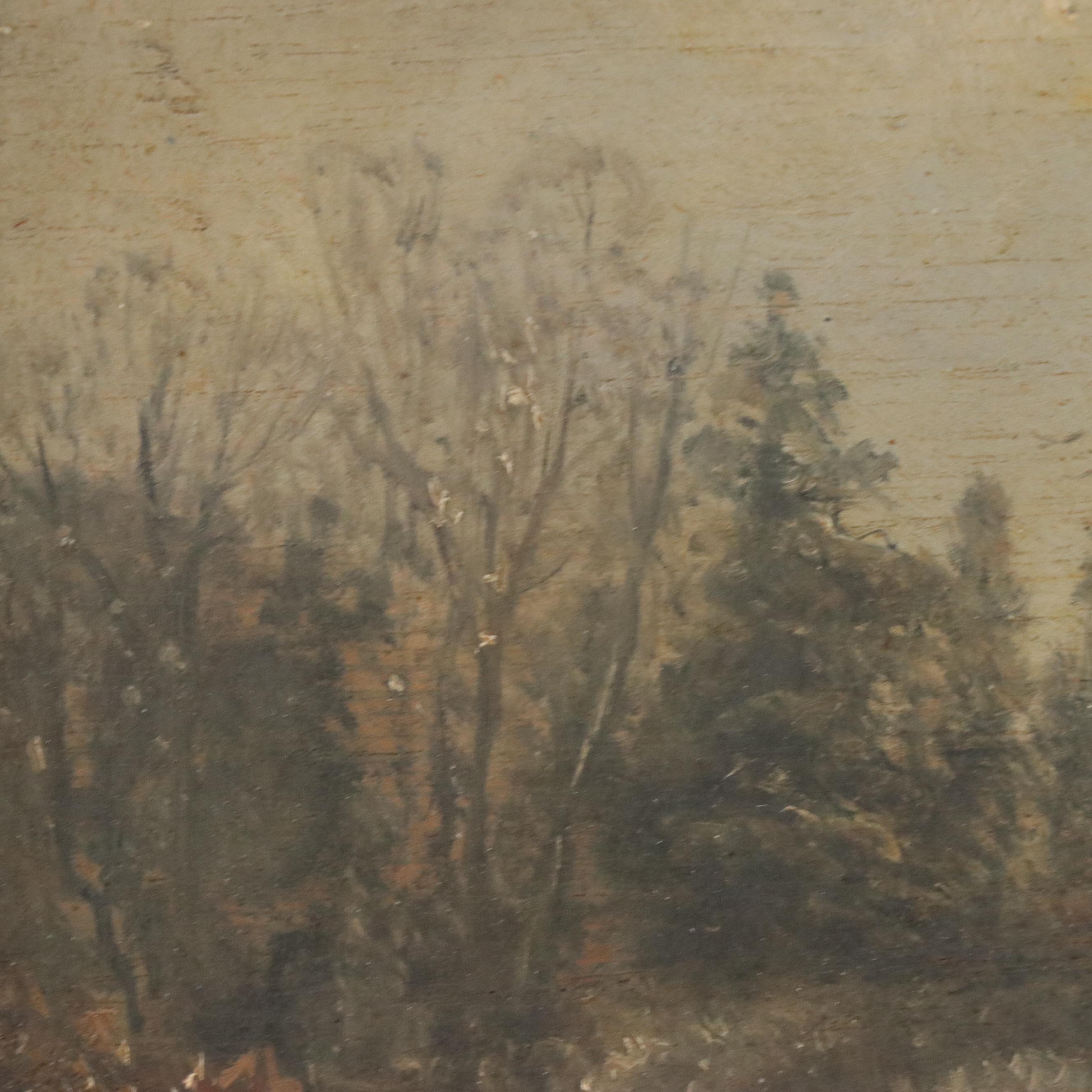 Winter Landscape Oil Painting, Late 19th to Early 20th Century
