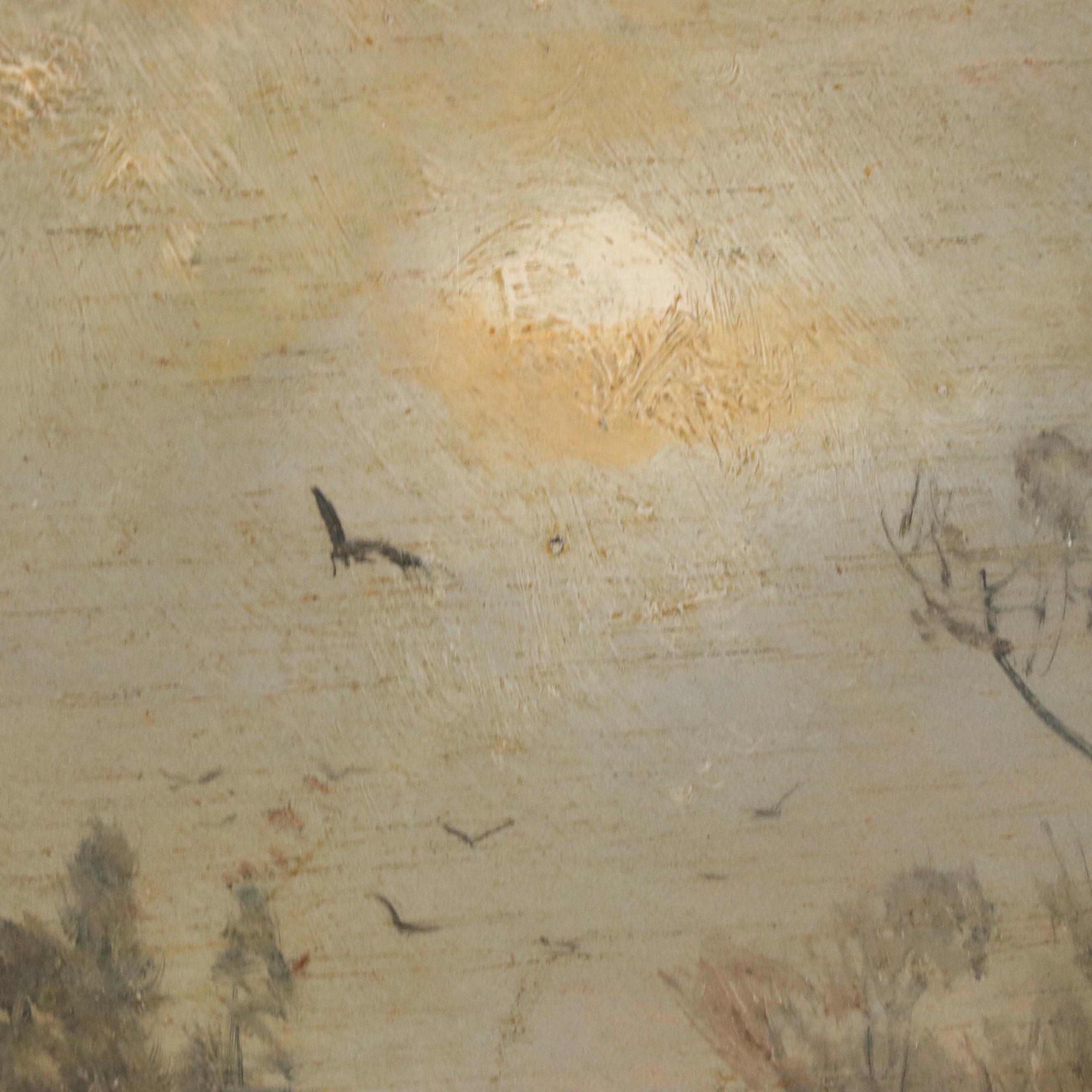 Winter Landscape Oil Painting, Late 19th to Early 20th Century