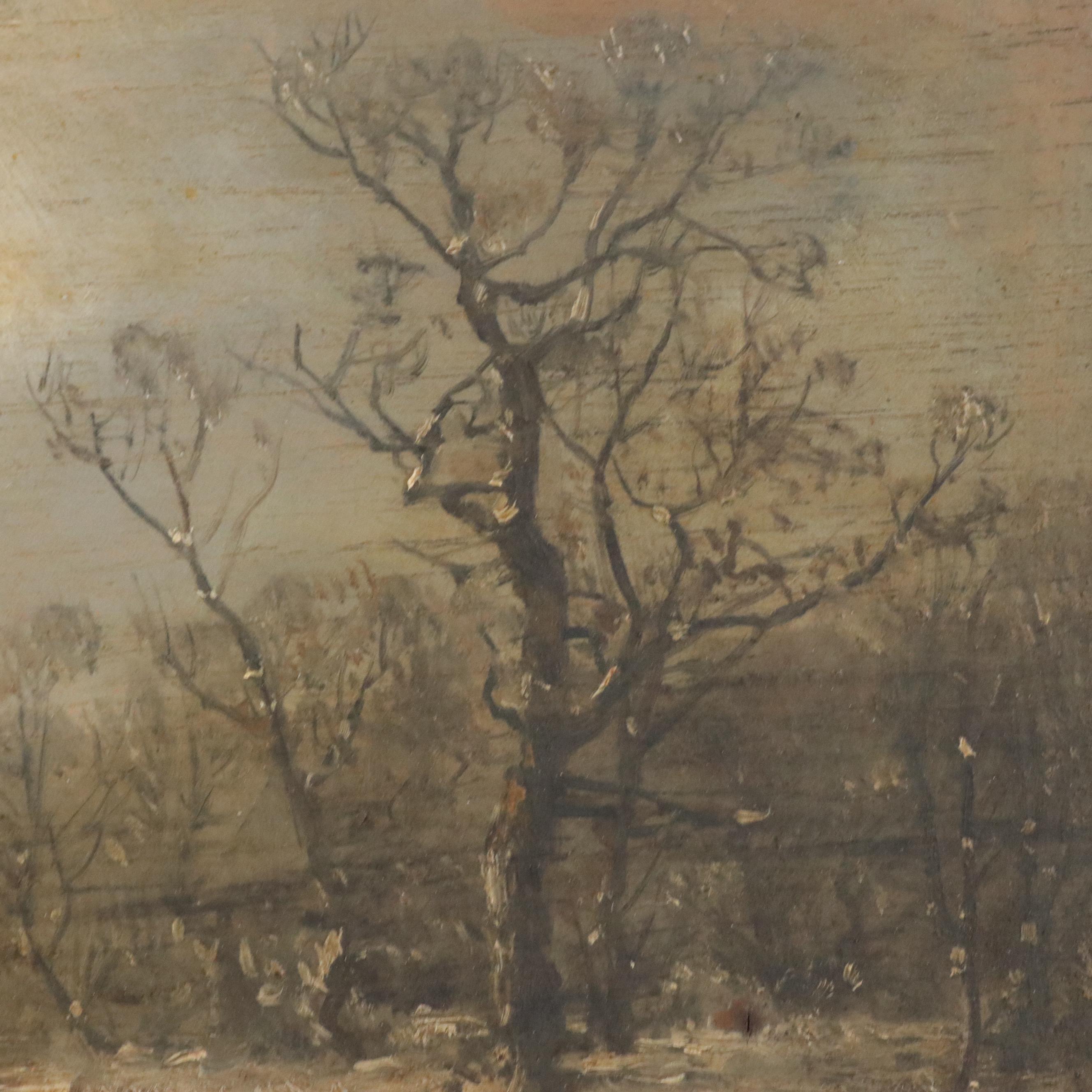 Winter Landscape Oil Painting, Late 19th to Early 20th Century