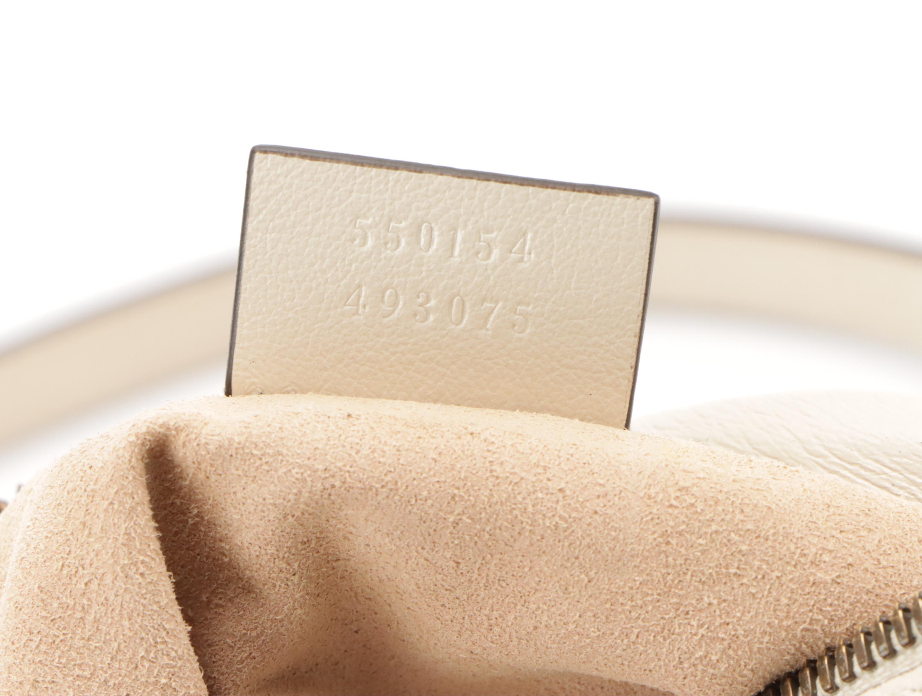 Gucci GG Marmont Round Mini Bag in Off-White Matelassé Leather