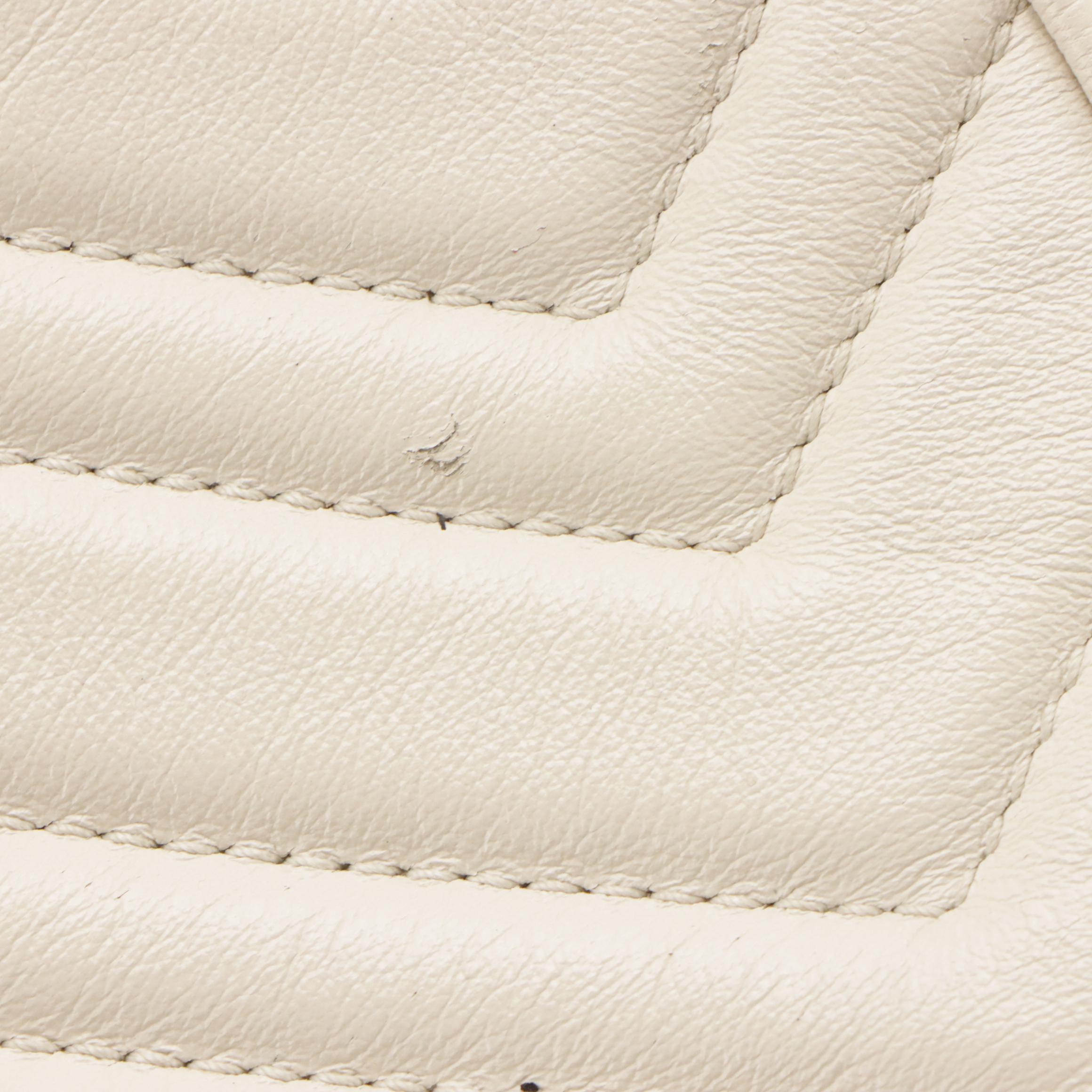 Gucci GG Marmont Round Mini Bag in Off-White Matelassé Leather