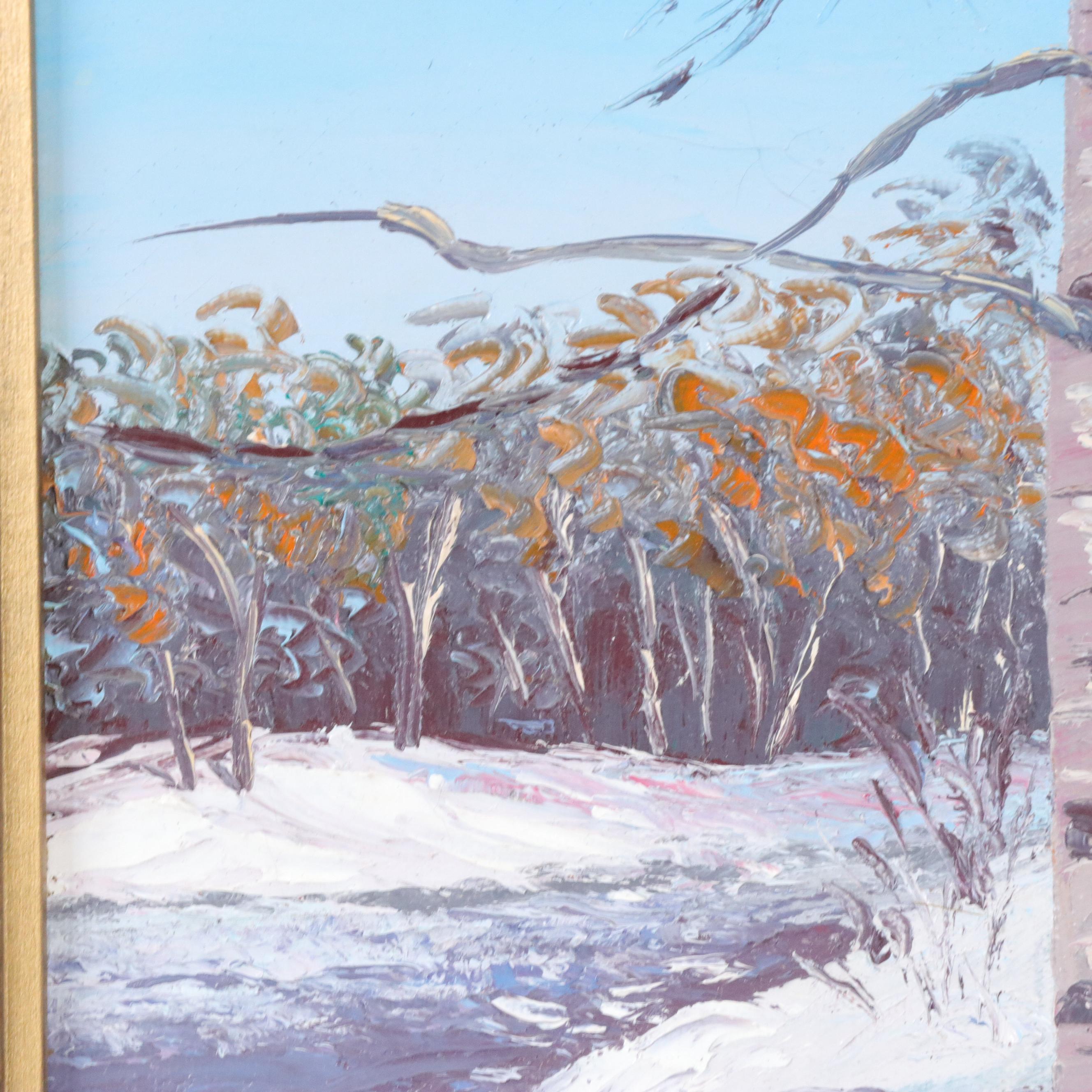 Jeanne Moluang Oil Painting "Michigan Winter," 1979