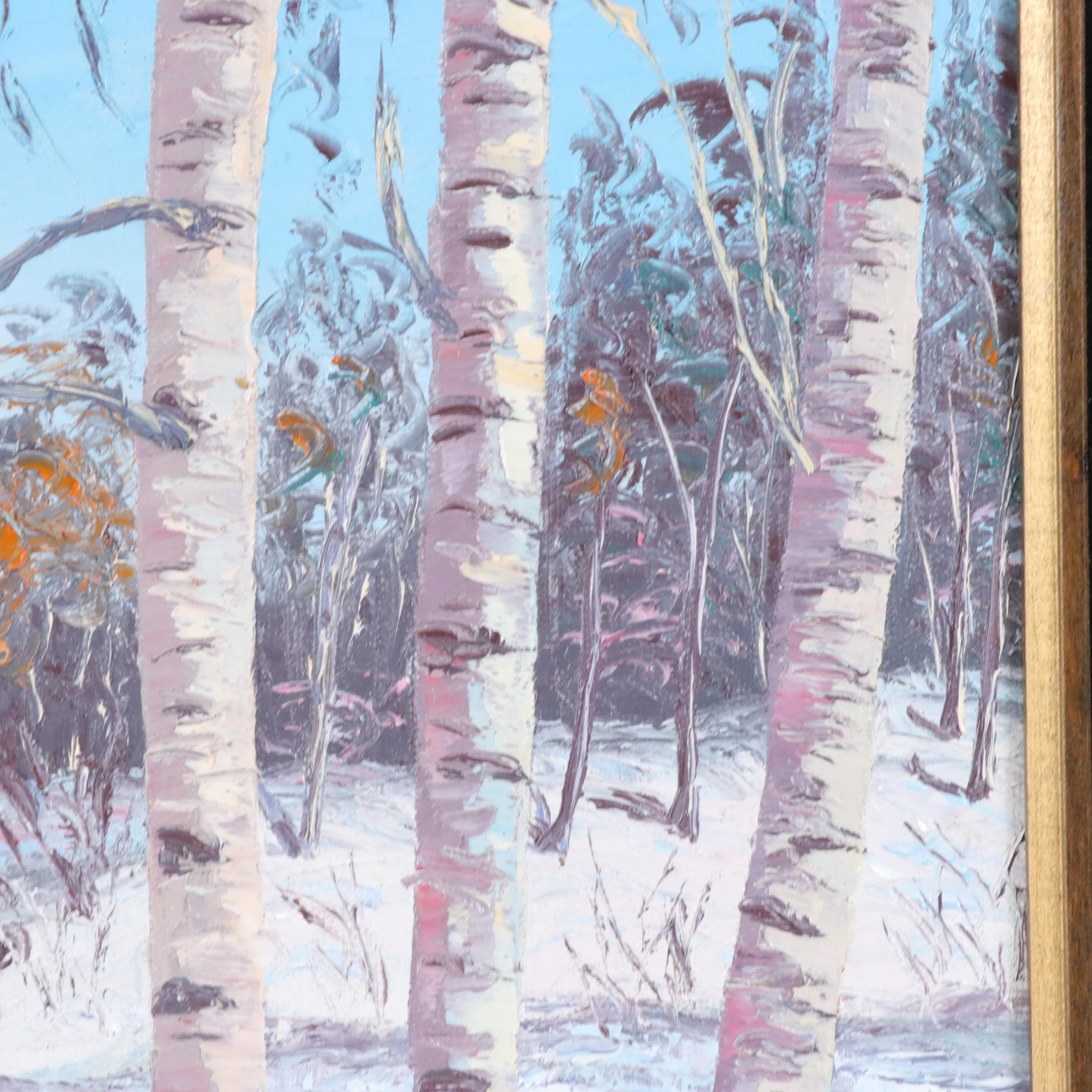Jeanne Moluang Oil Painting "Michigan Winter," 1979