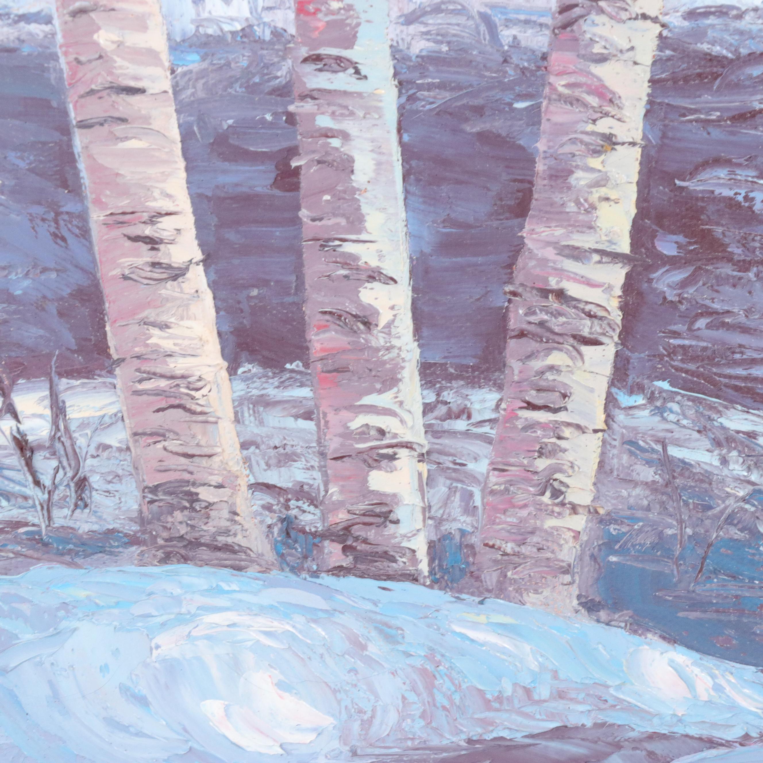 Jeanne Moluang Oil Painting "Michigan Winter," 1979