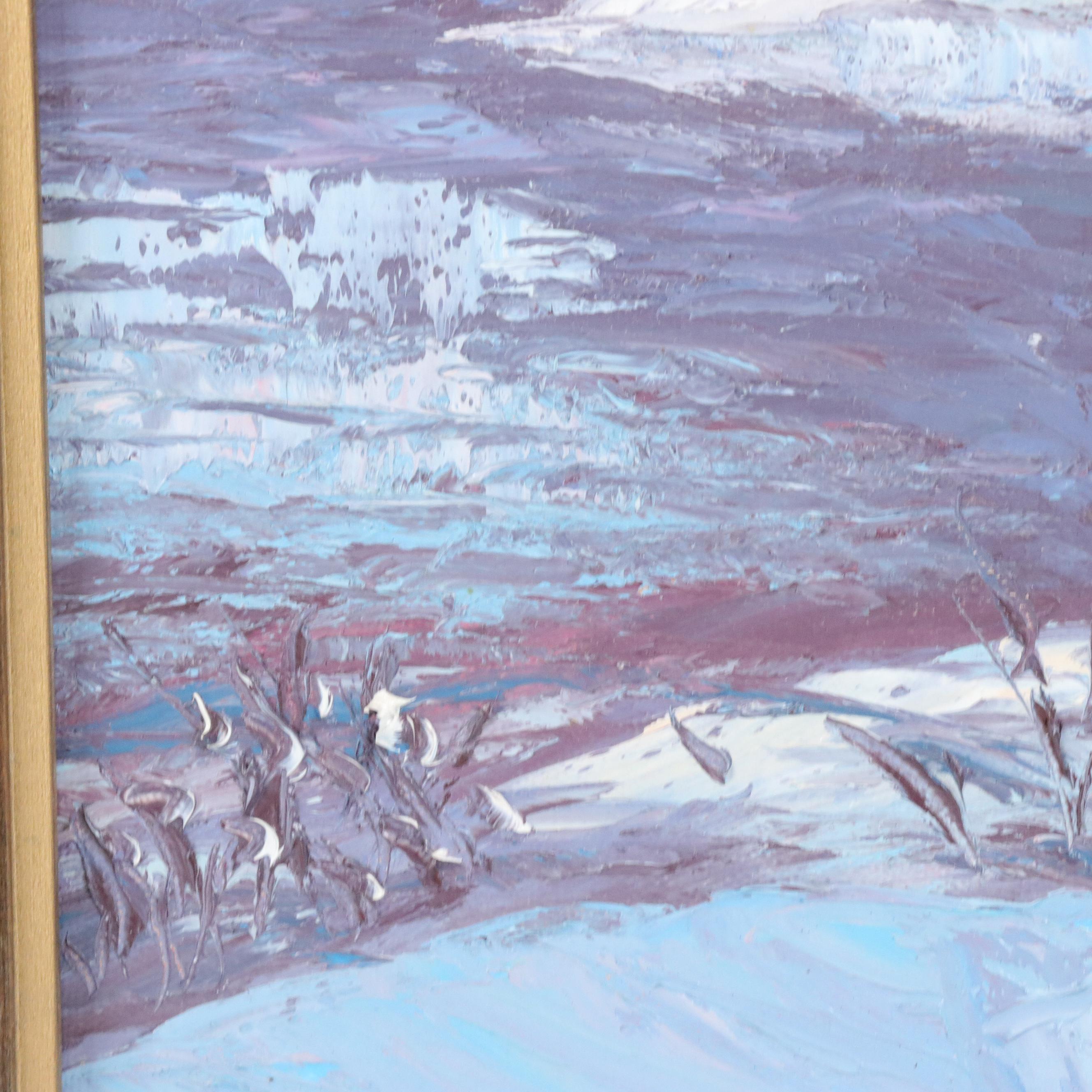 Jeanne Moluang Oil Painting "Michigan Winter," 1979