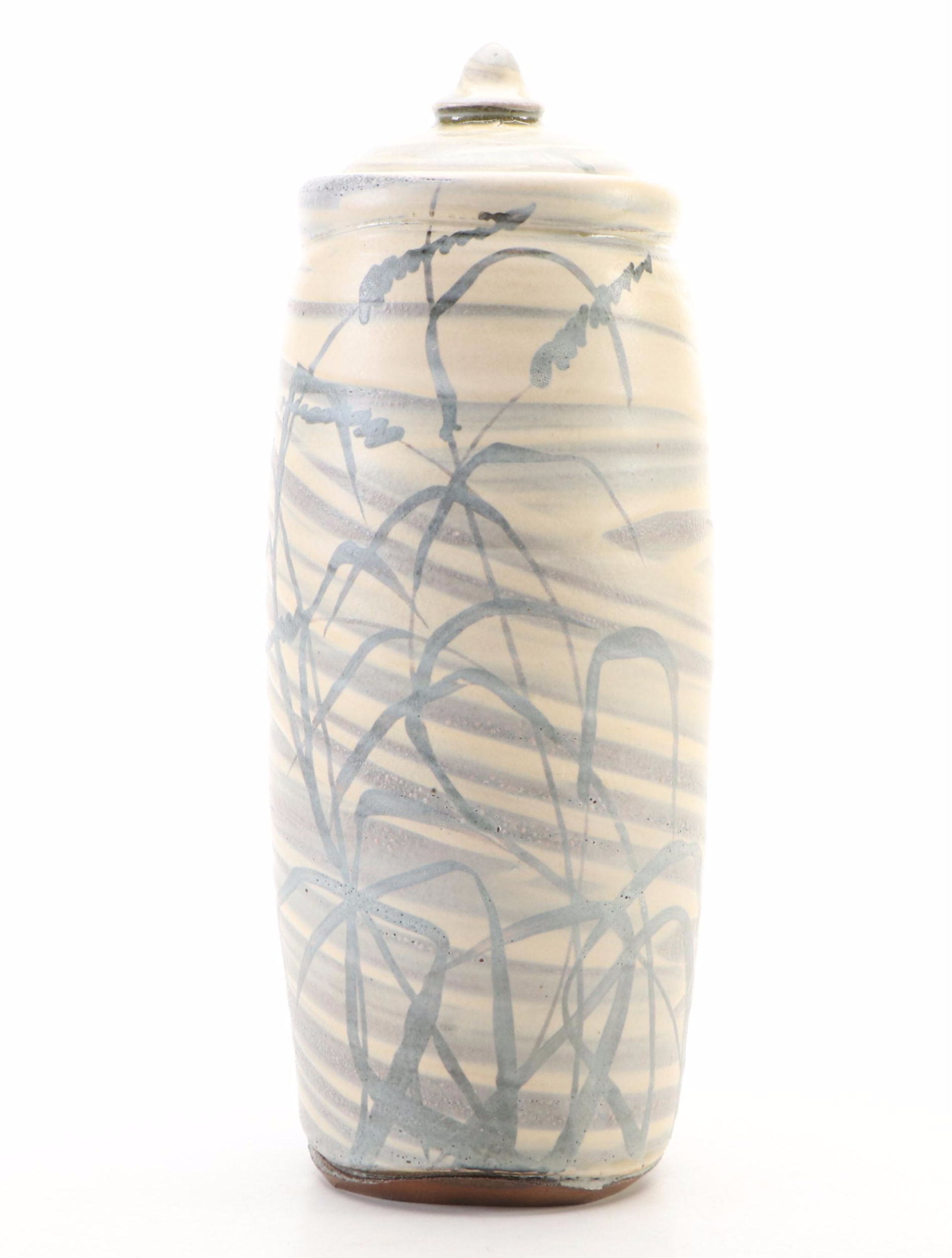 Richard Bresnahan for St. John's Pottery Urn with Resin Buddha Candle Holder