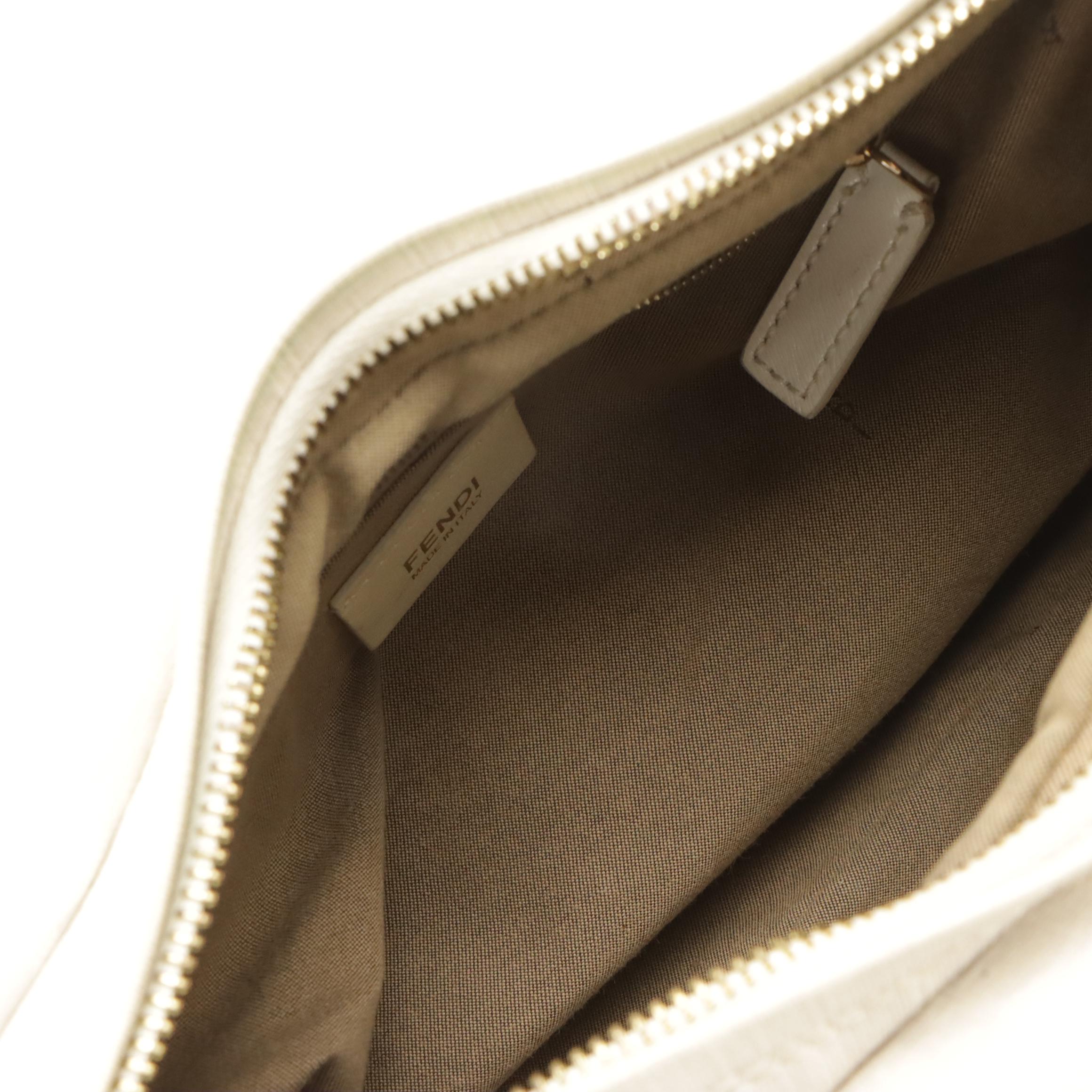 Fendi White Zucca Coated Canvas and Leather Shoulder Bag