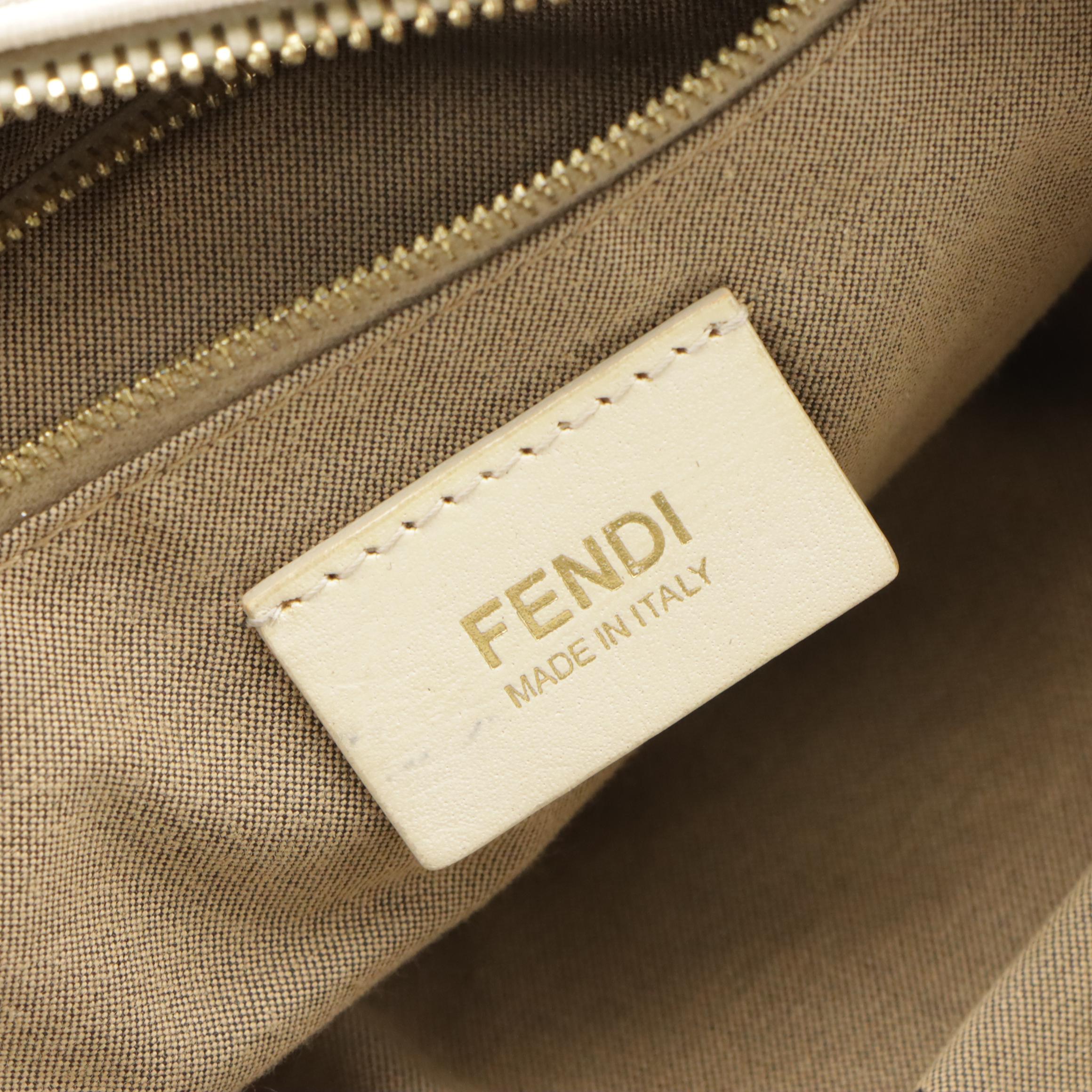 Fendi White Zucca Coated Canvas and Leather Shoulder Bag
