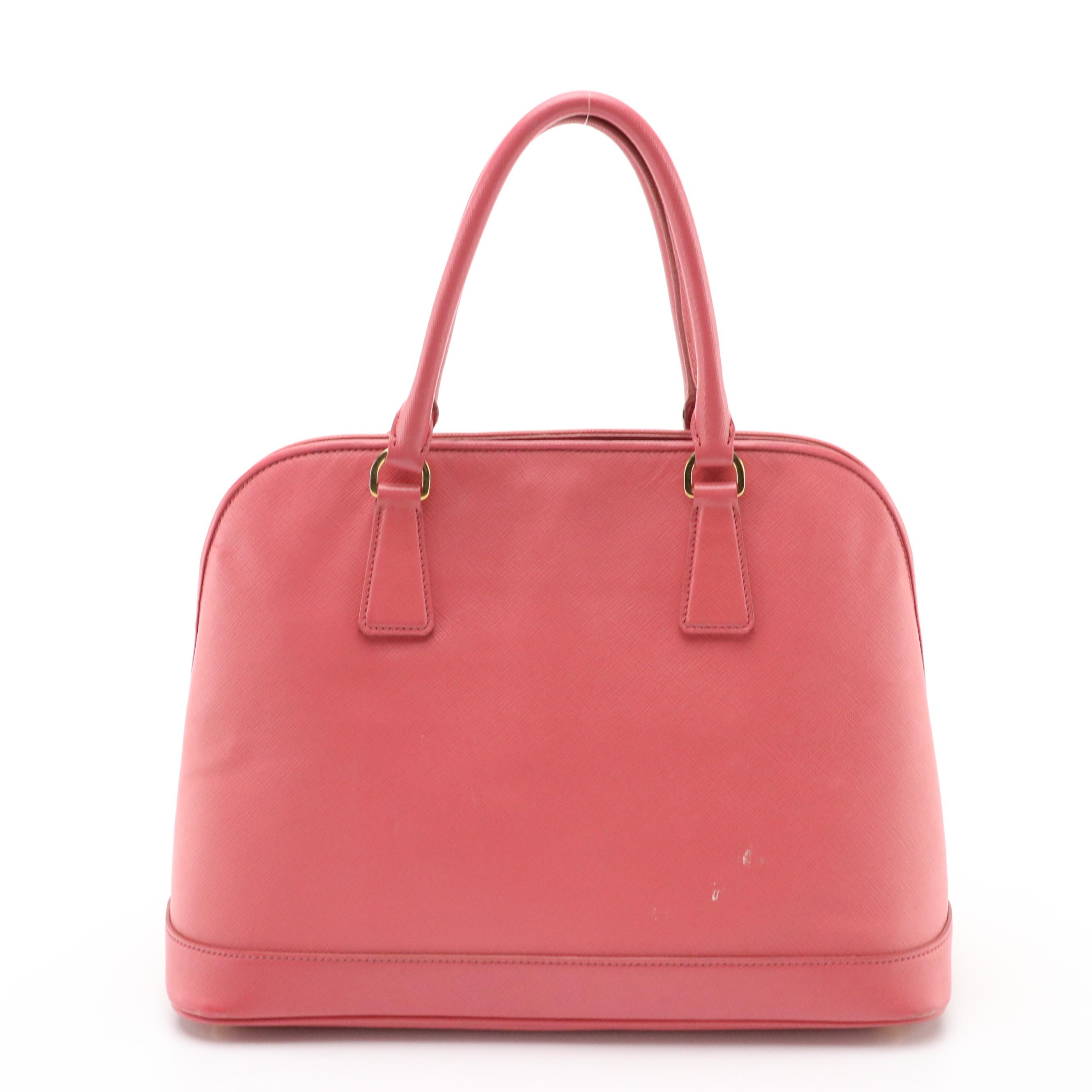 Prada Domed Two-Way Satchel in Blush Pink Saffiano Leather