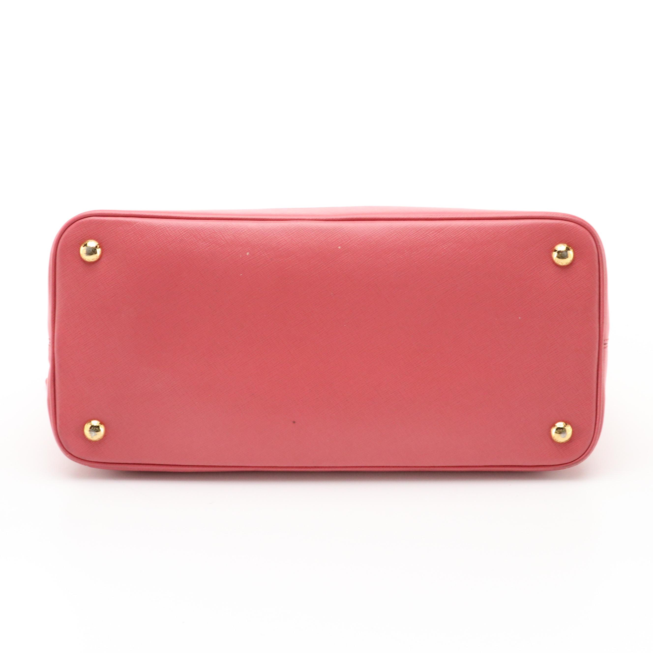 Prada Domed Two-Way Satchel in Blush Pink Saffiano Leather