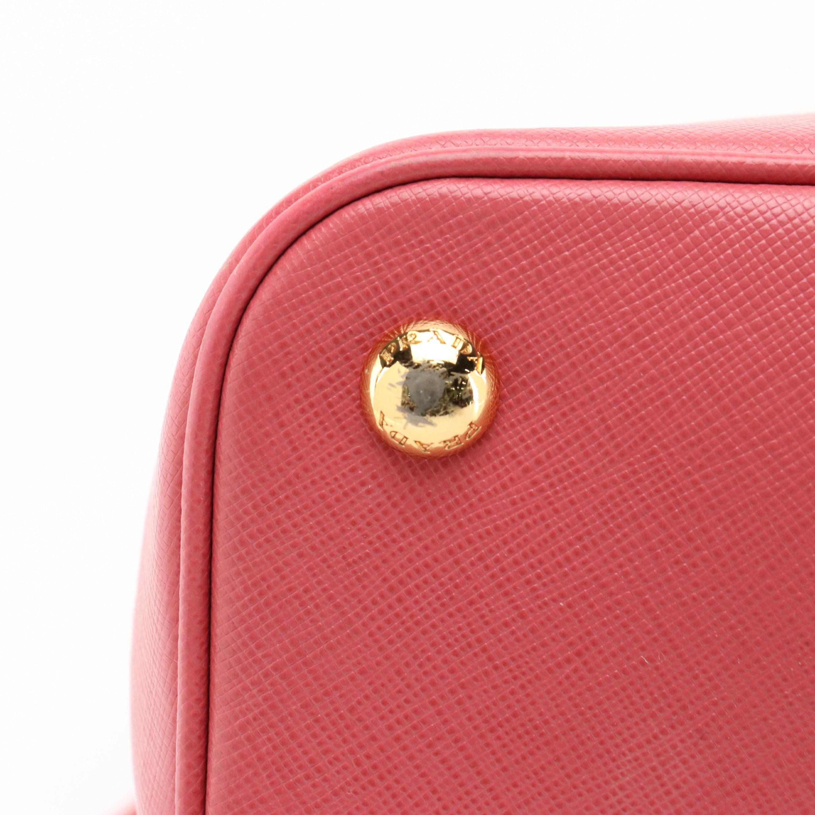 Prada Domed Two-Way Satchel in Blush Pink Saffiano Leather