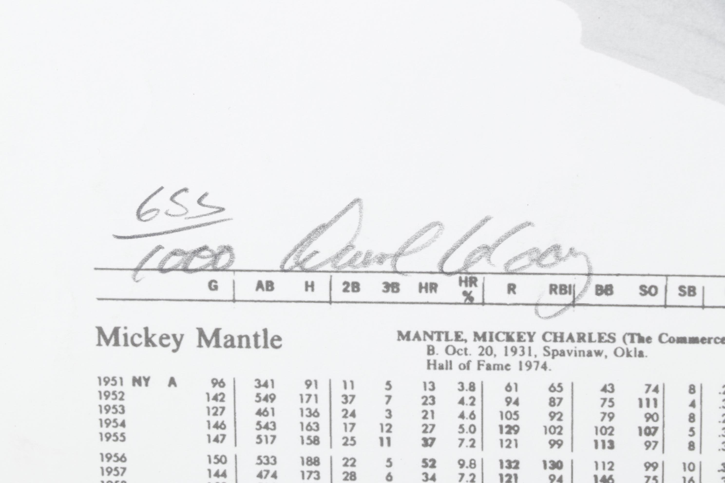 Mickey Mantle Signed "Rookie Series 1" Lithograph Print by David Cooney