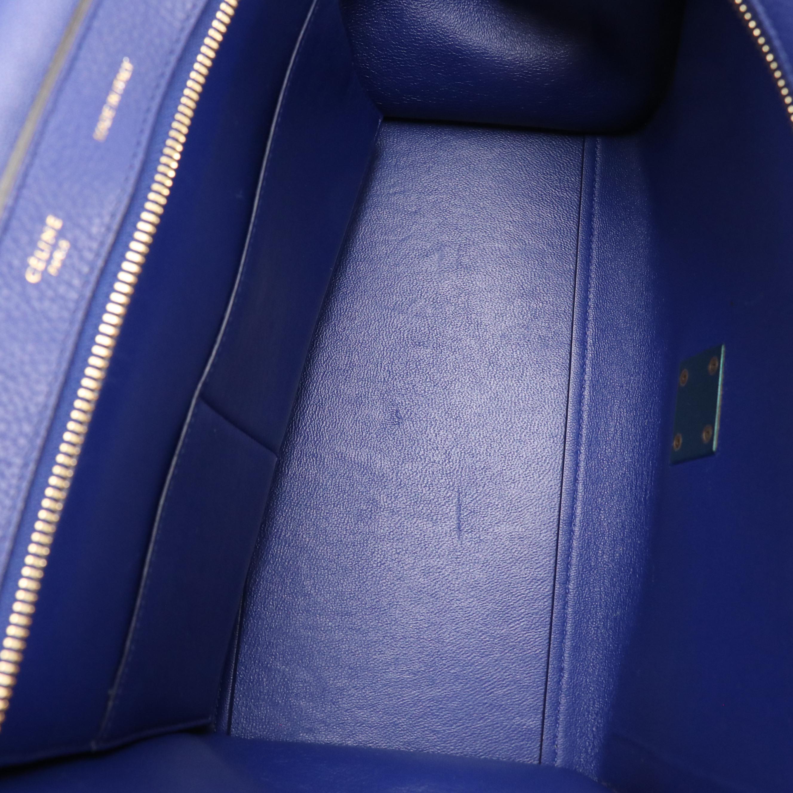 Céline Two-Way Trapeze Bag in Deep Blue Calfskin Leather and Suede