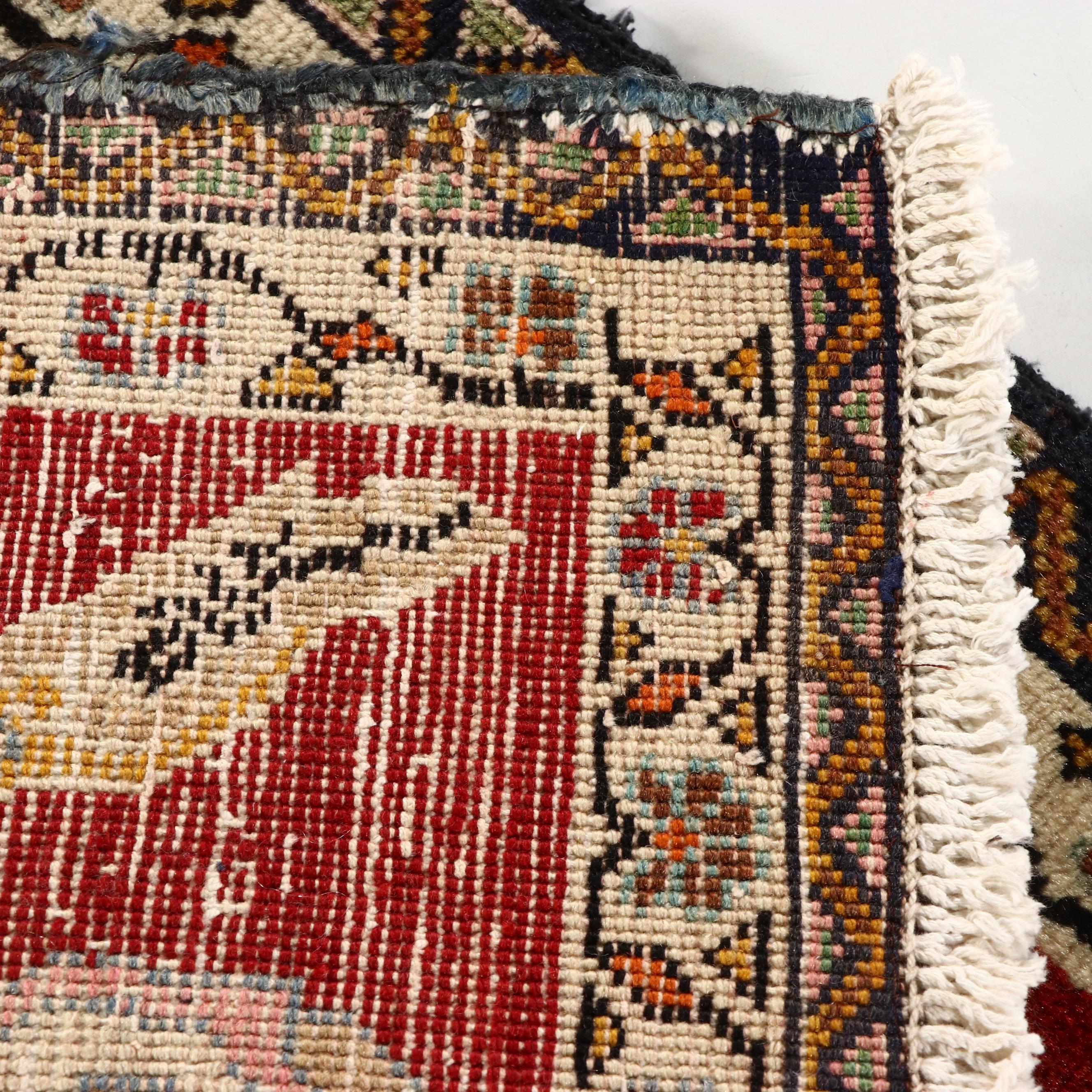 1'10 x 2' Hand-Knotted Northwest Persian Pictorial Floor Mat