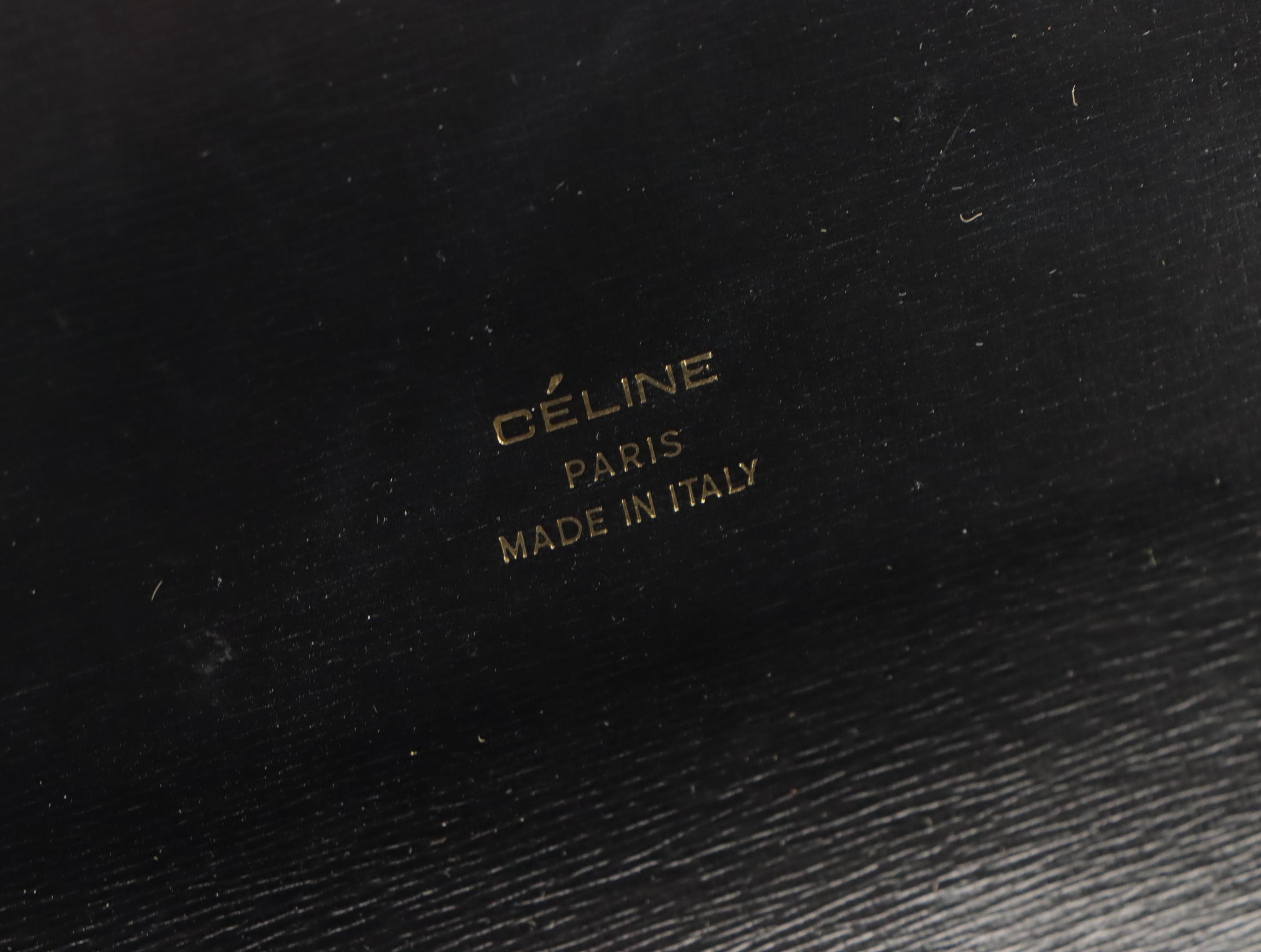 Céline Horse Carriage Closure Shoulder Bag in Black Leather