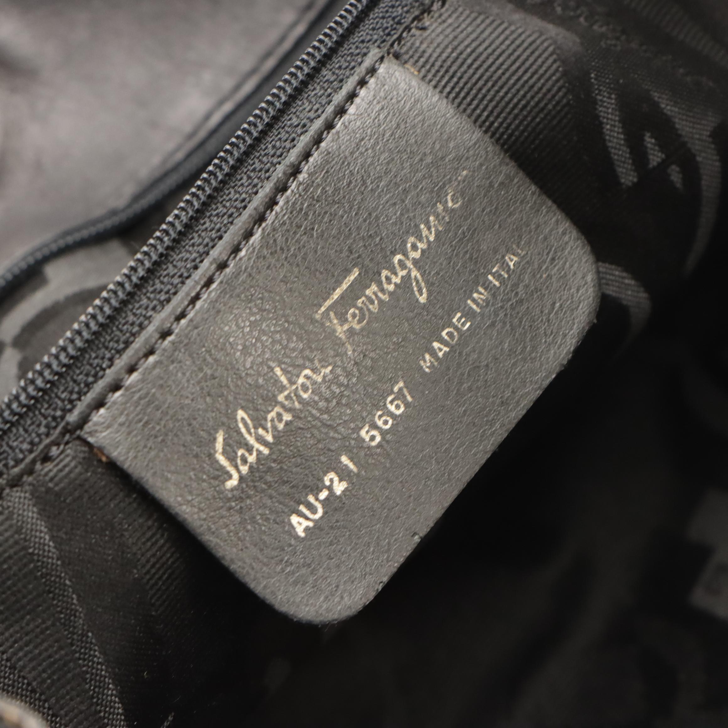 Salvatore Ferragamo Vara Chain Shoulder Bag in Black Grosgrain Tiered Ribbon