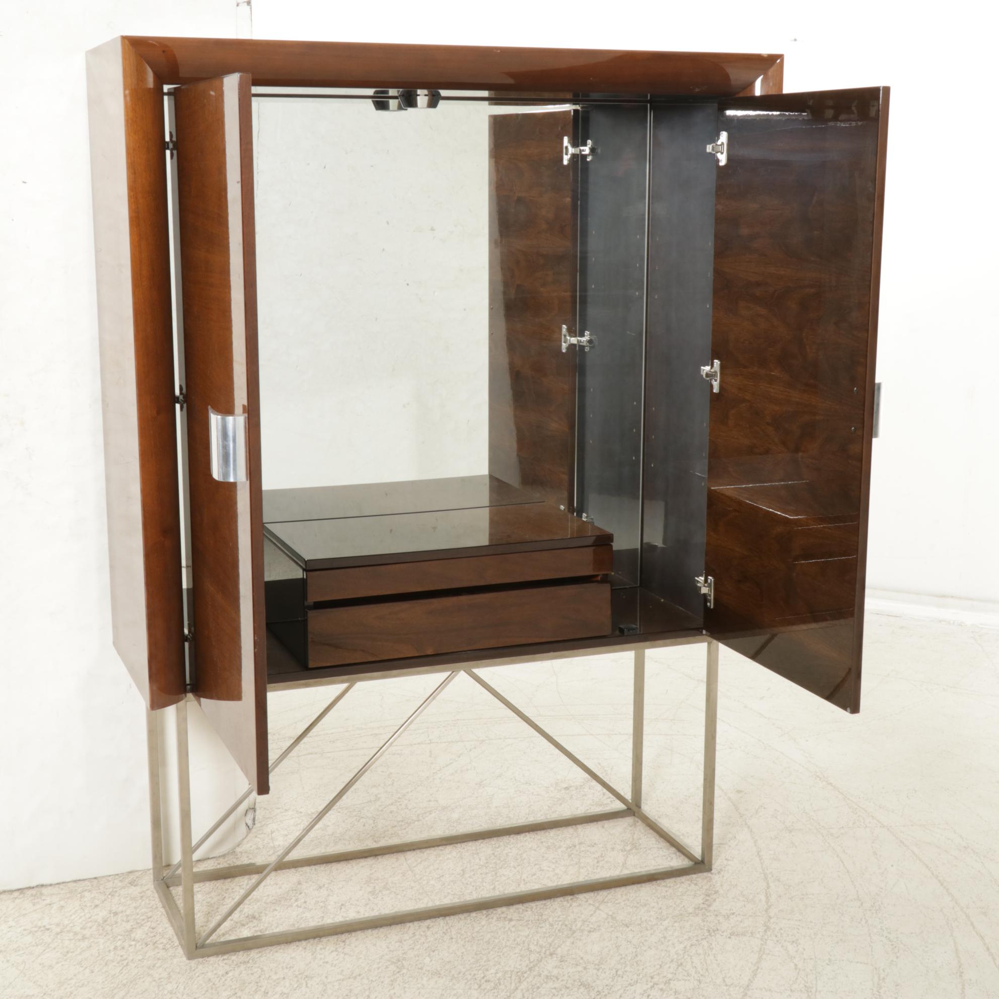 Giorgio Soressi for Malerba "5th Avenue" Modernist Lacquered Wood Bar Cabinet