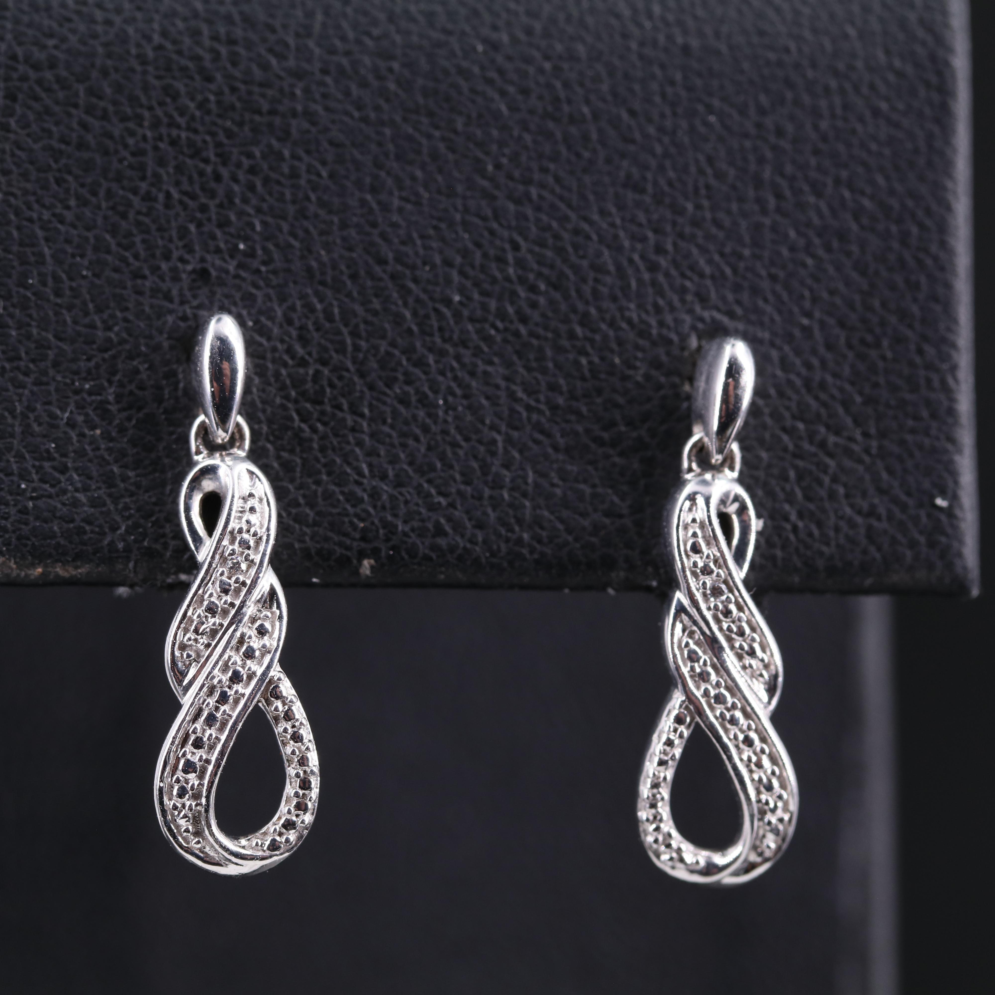Sterling Diamond Loop Earrings