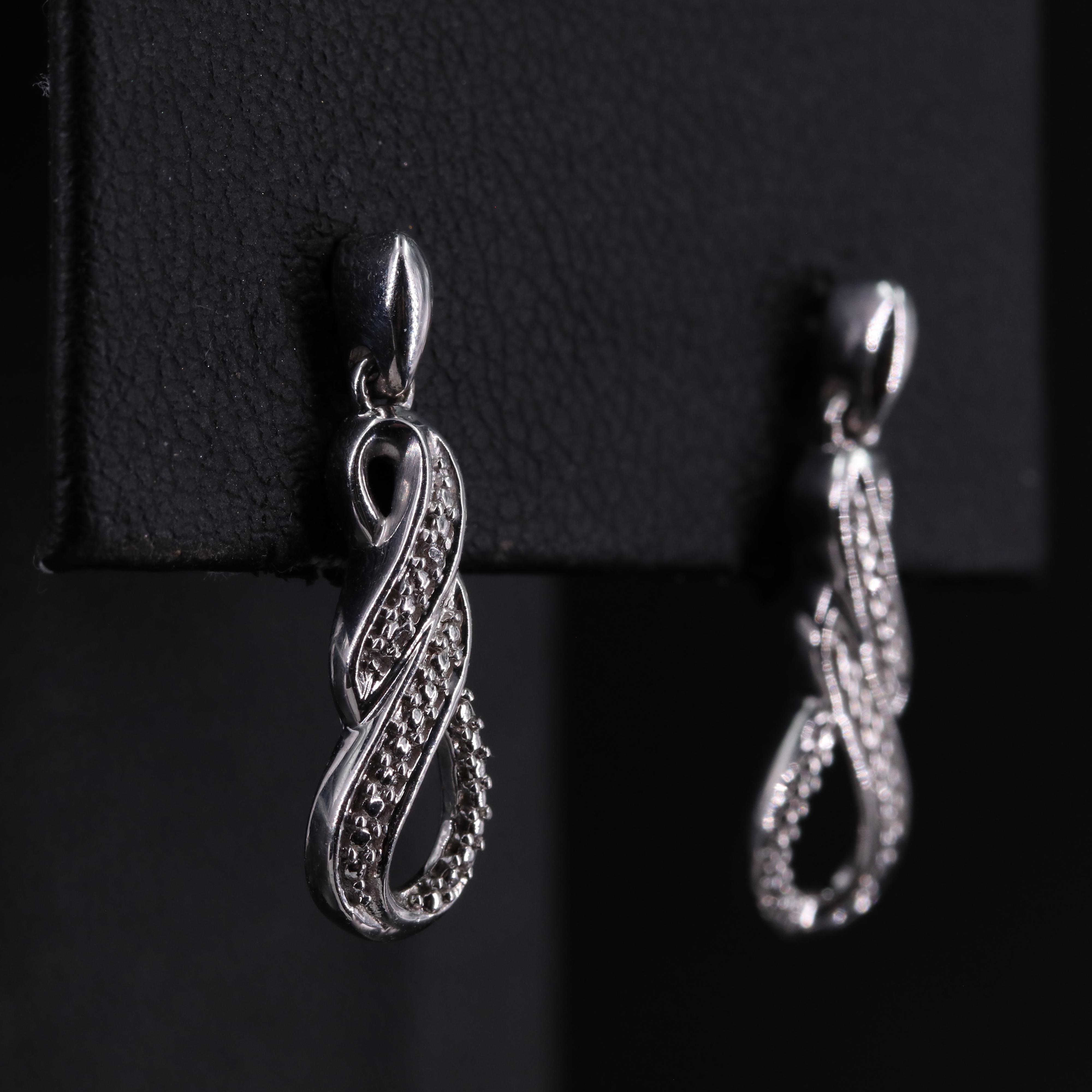Sterling Diamond Loop Earrings