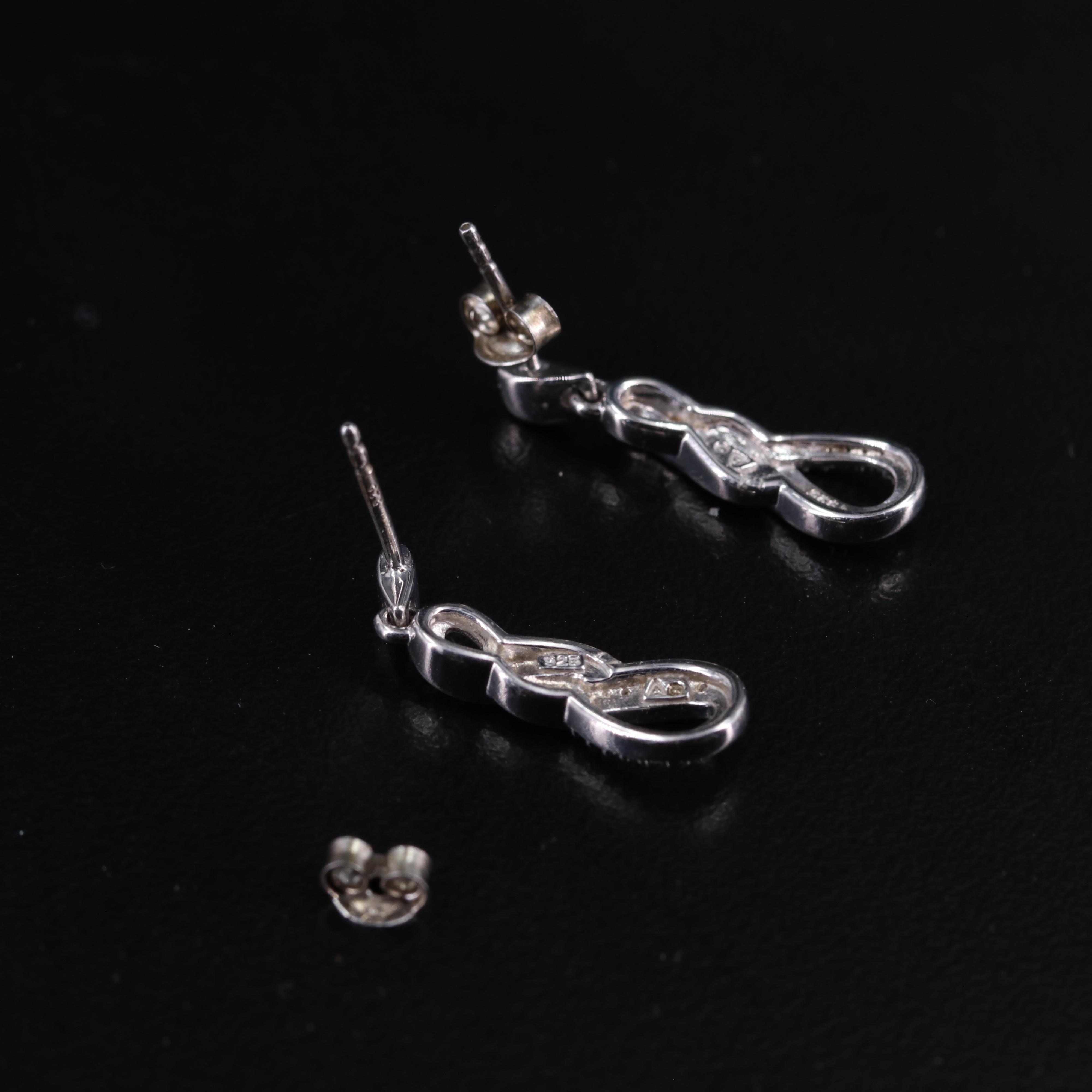 Sterling Diamond Loop Earrings