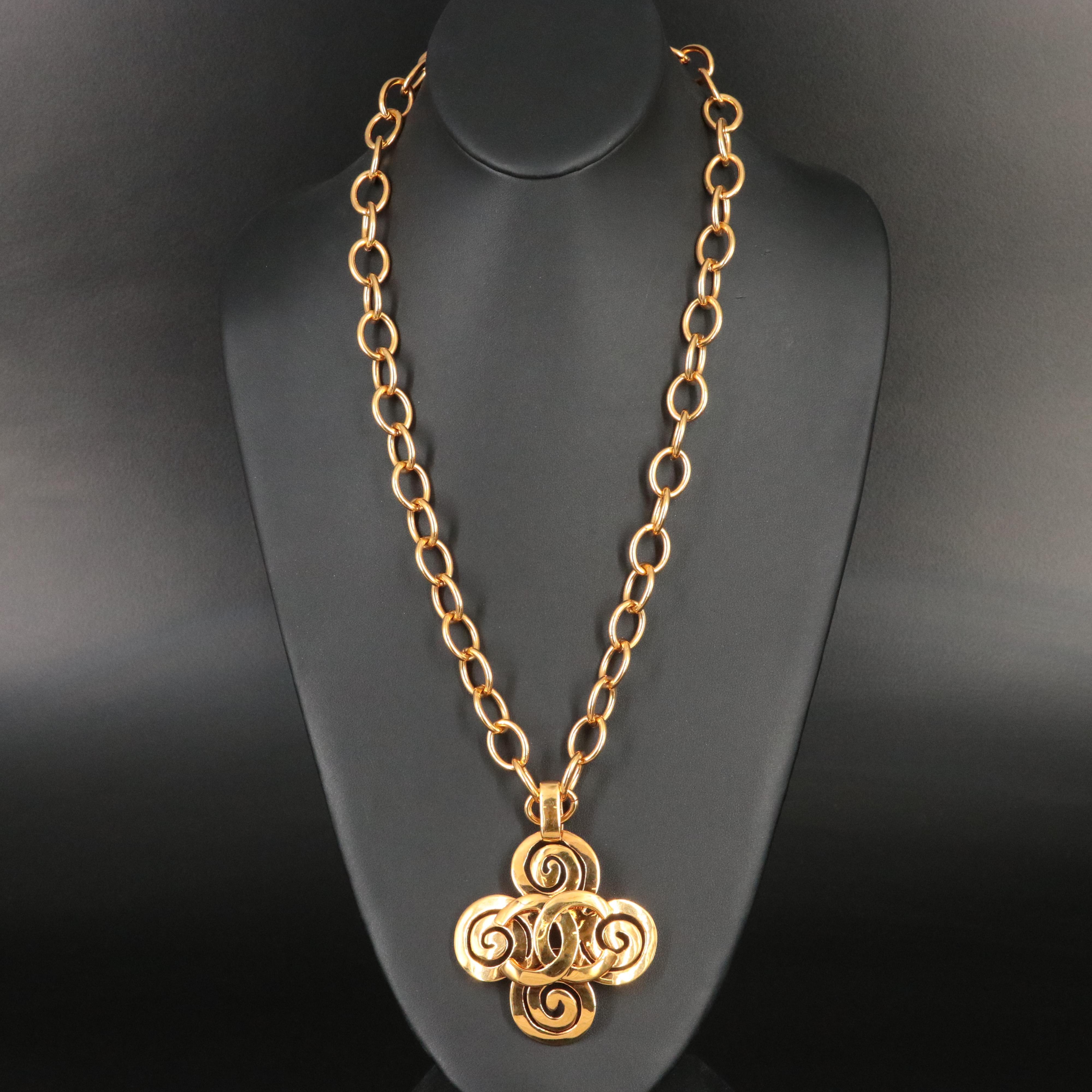 Chanel CC Large Pendant Link Toggle Necklace 1995