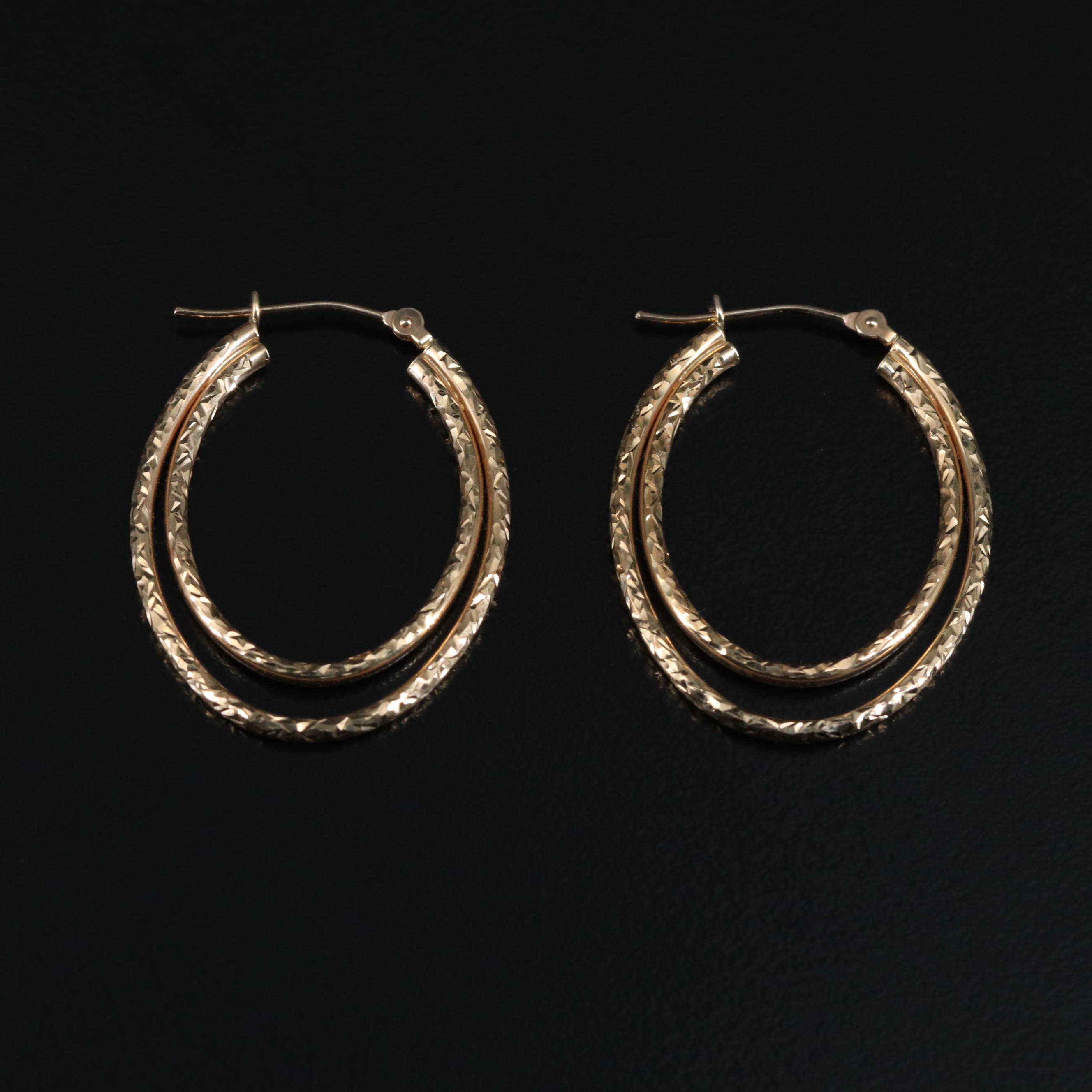 10K Double Oval Hoop Earrings