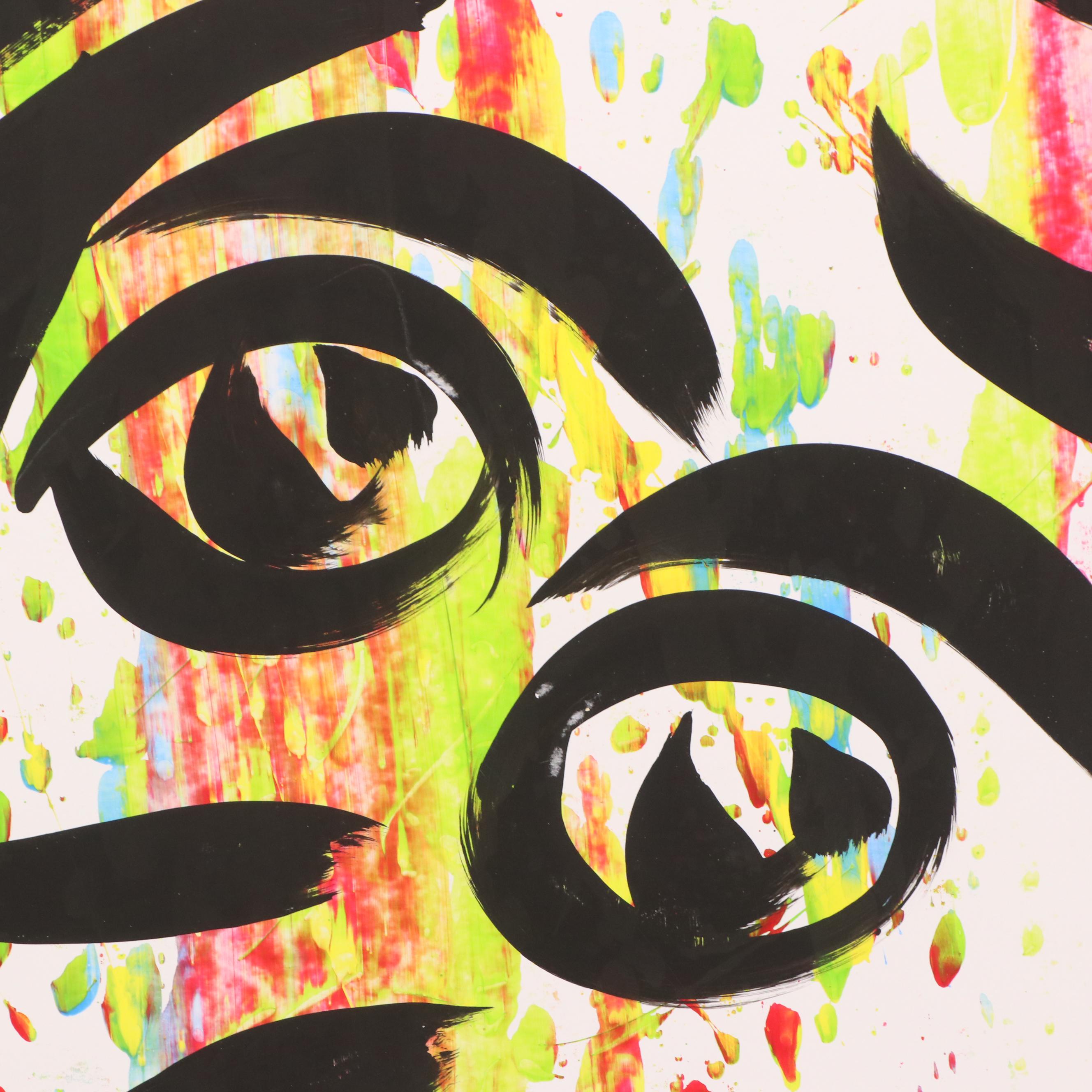 Peter Keil Abstract Acrylic Portrait Painting, Late 20th Century