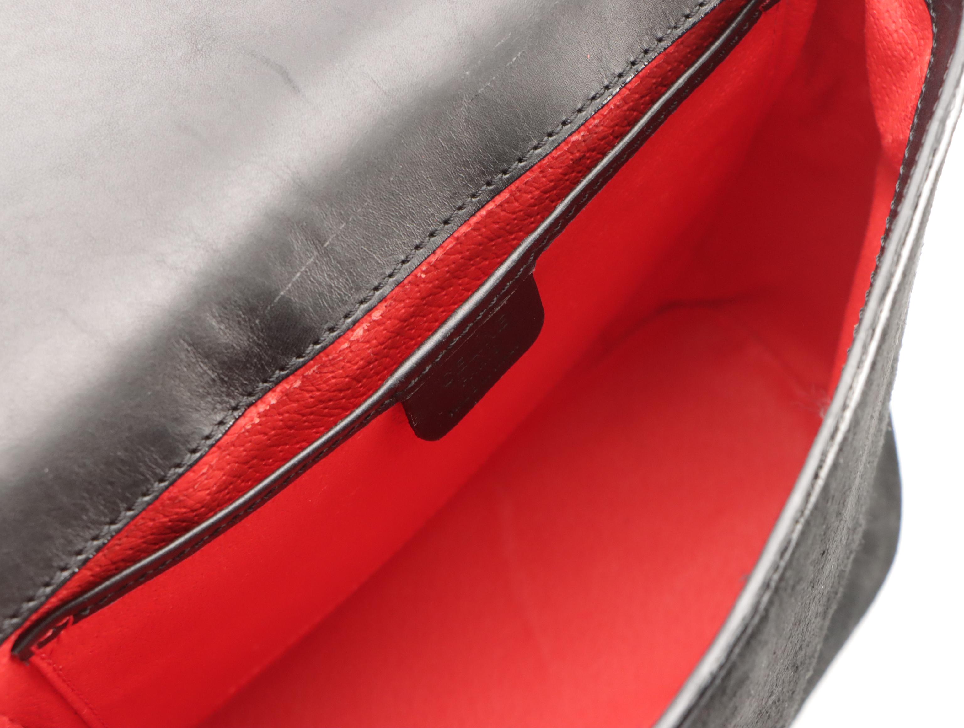 Celine Black Suede and Leather Front-Flap Shoulder Bag