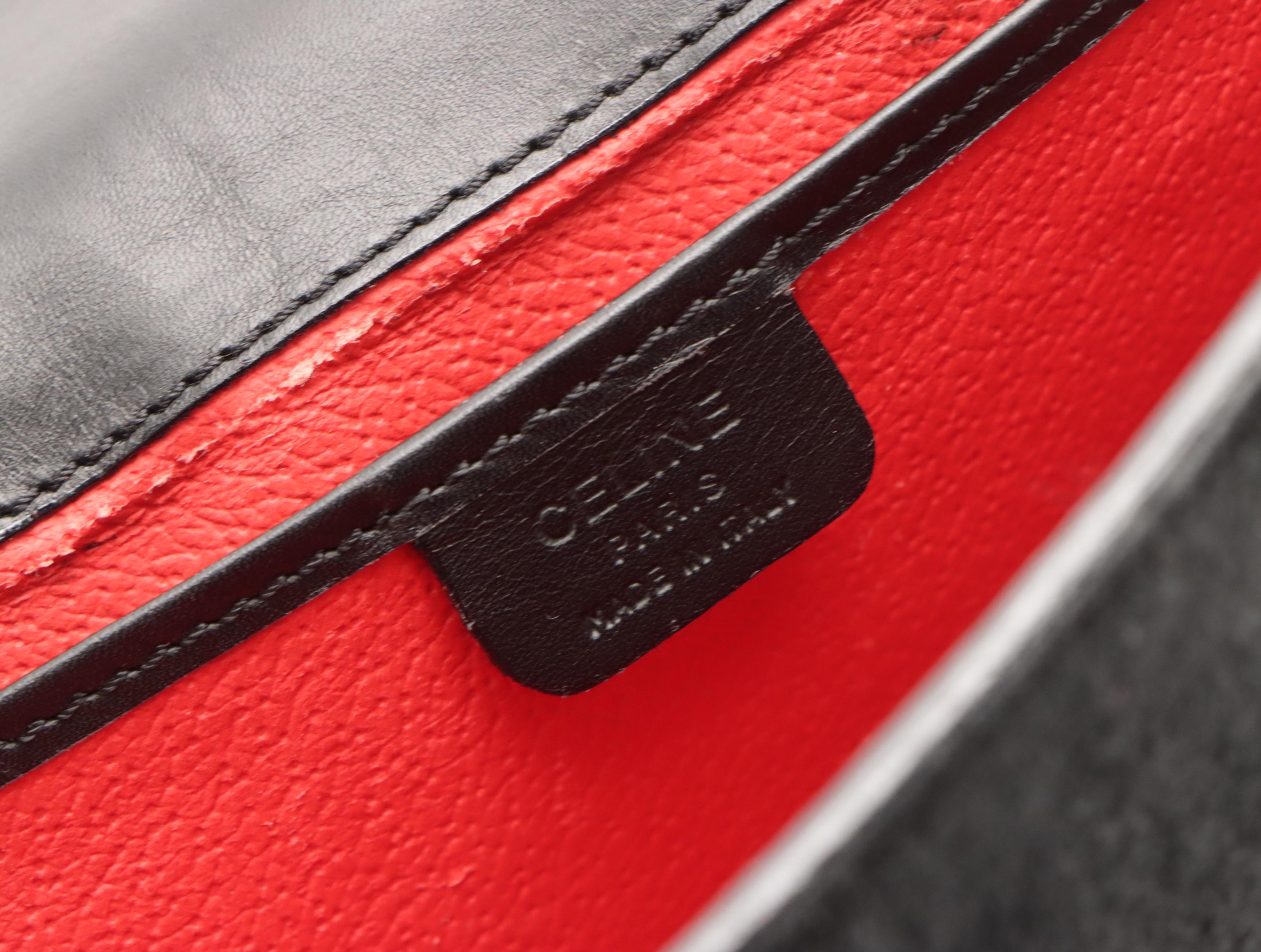 Celine Black Suede and Leather Front-Flap Shoulder Bag