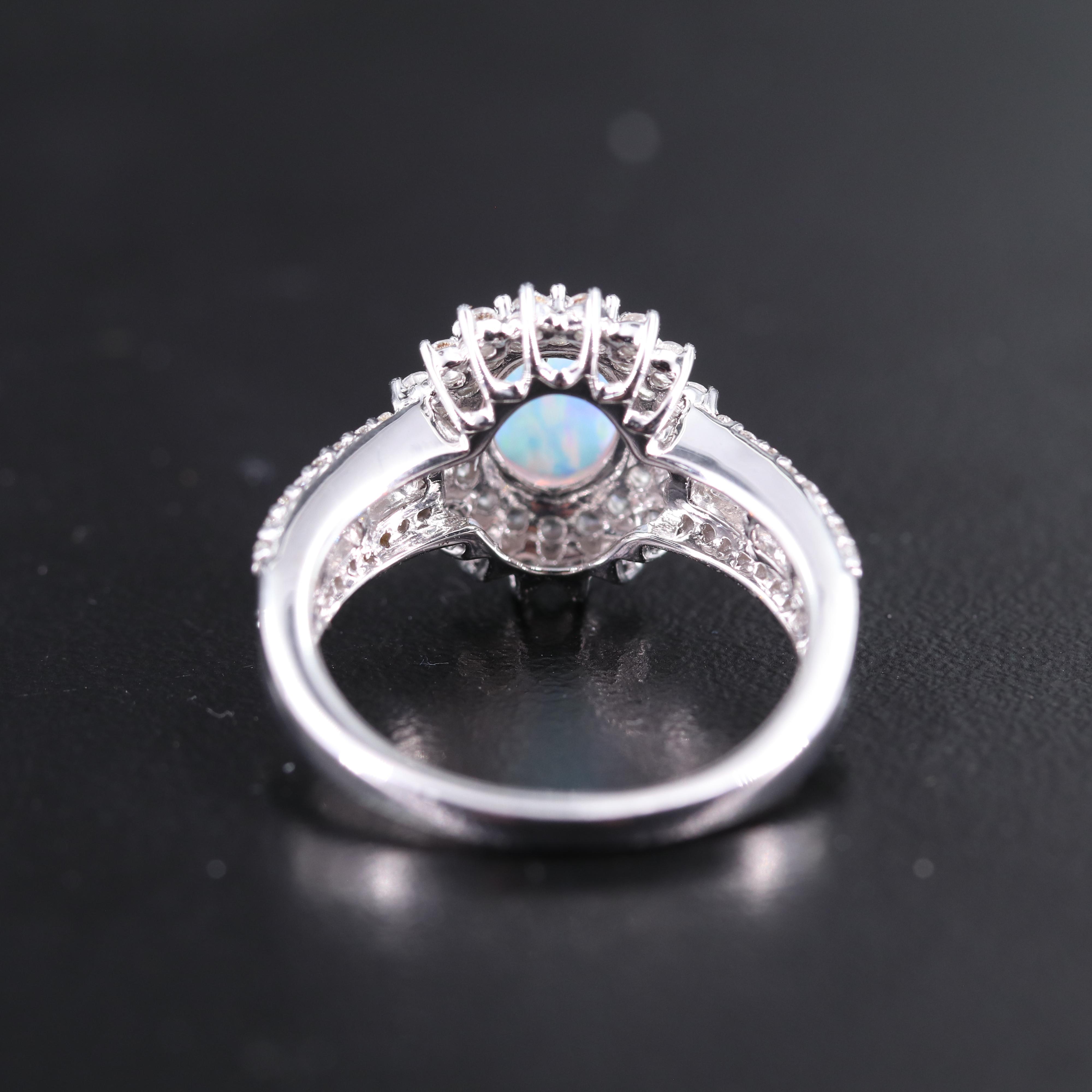 Sterling Opal and White Sapphire Ring with Pendant Necklace