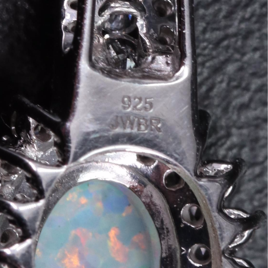 Sterling Opal and White Sapphire Ring with Pendant Necklace