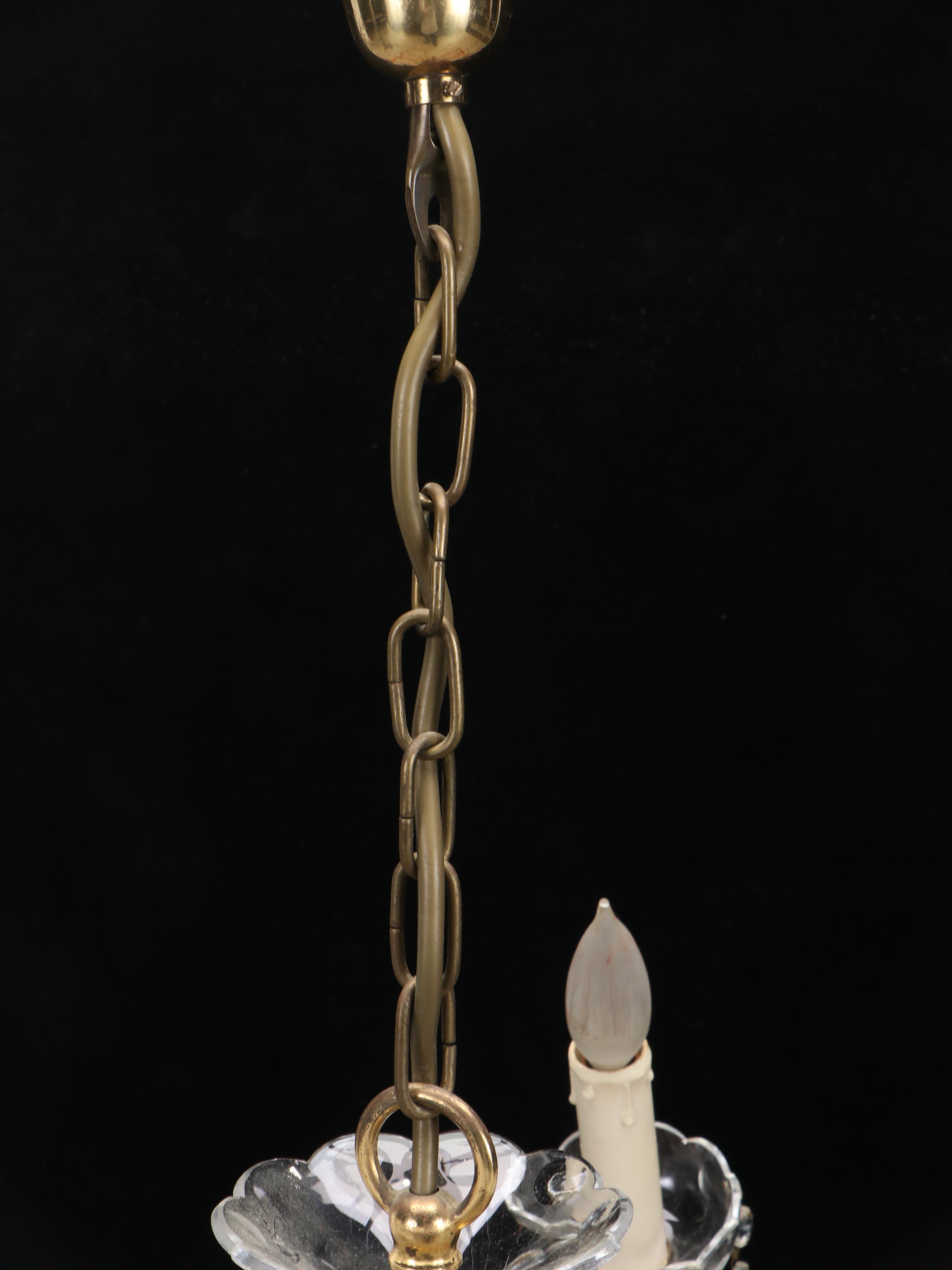 Venetian Style Glass Six-Arm Chandelier, Mid to Late 20th Century