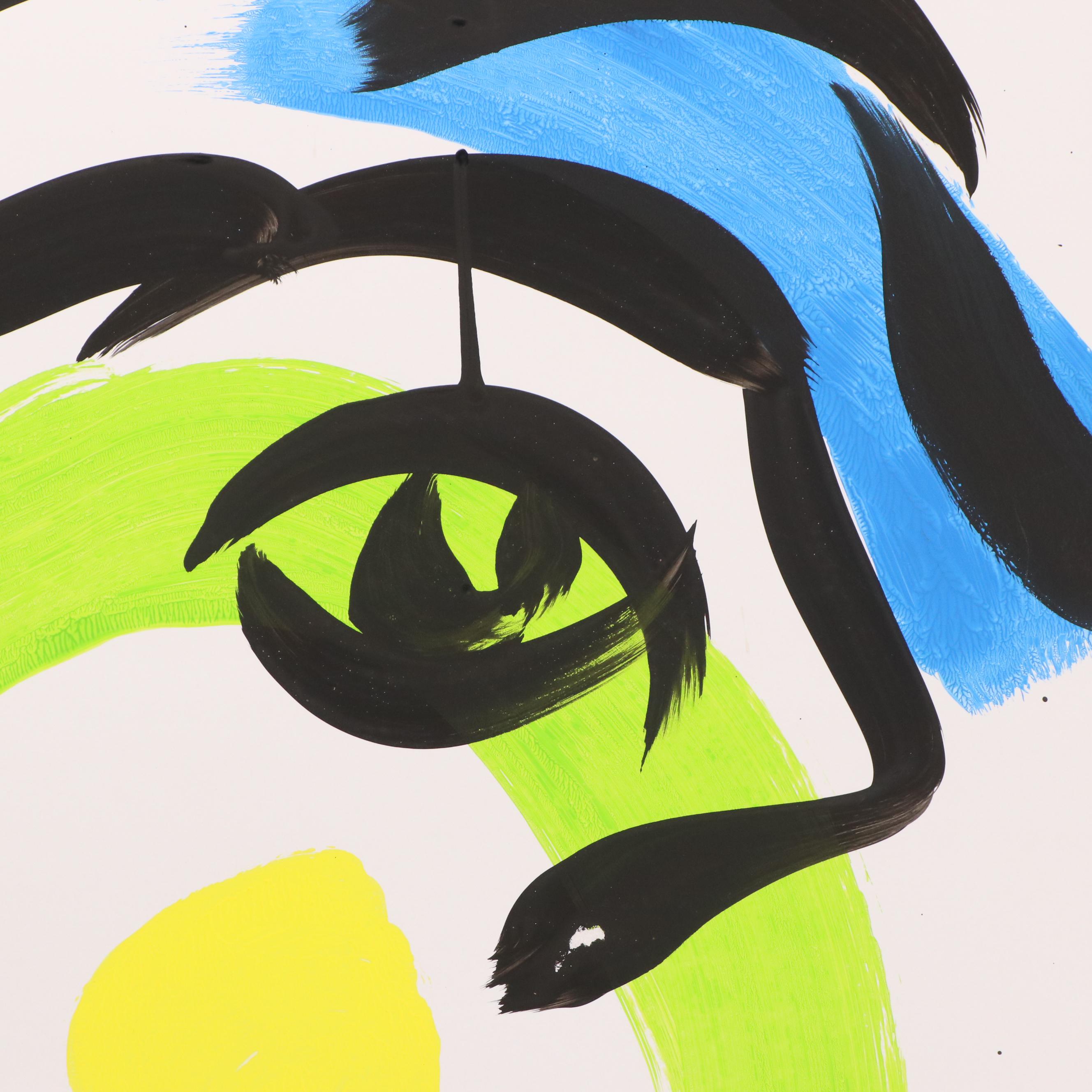 Peter Keil Abstract Acrylic Portrait Painting, Late 20th Century