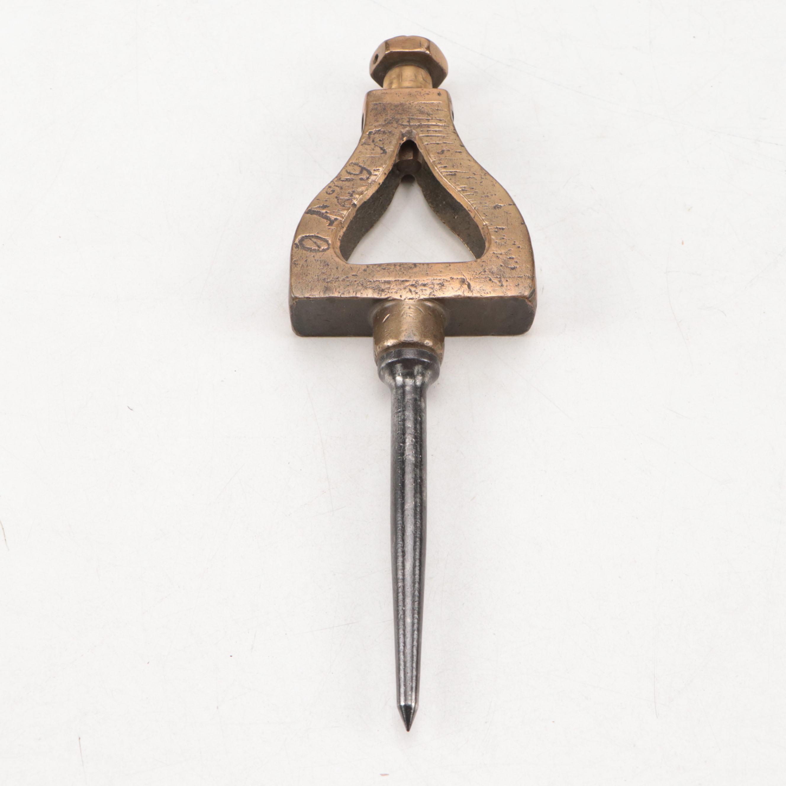 Mitteldorfer Straus Goat Head Hammer with Trammel Point and Stanley Level