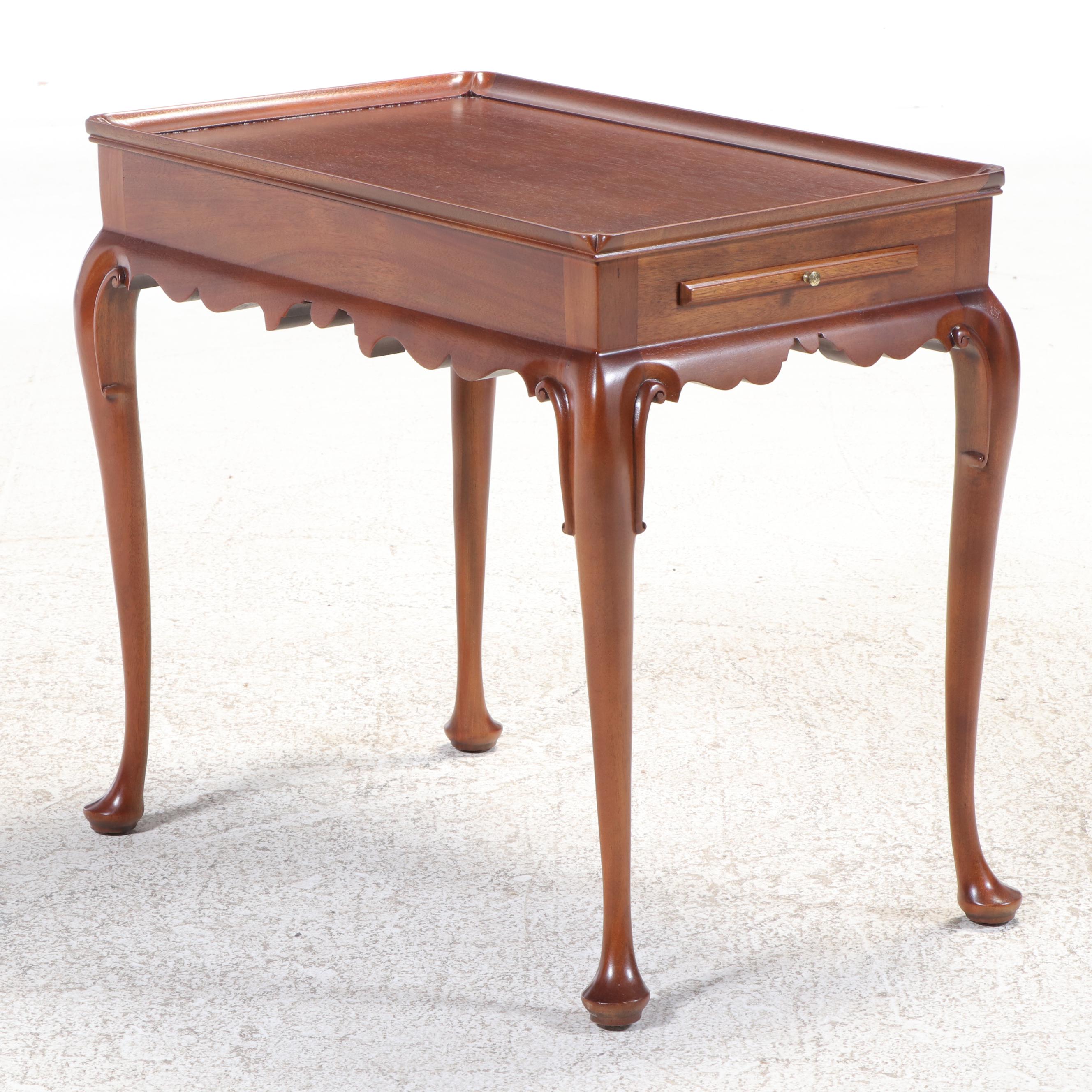 Henkel-Harris "Virginia Galleries" Queen Anne Style Mahogany Tea Table, 1978