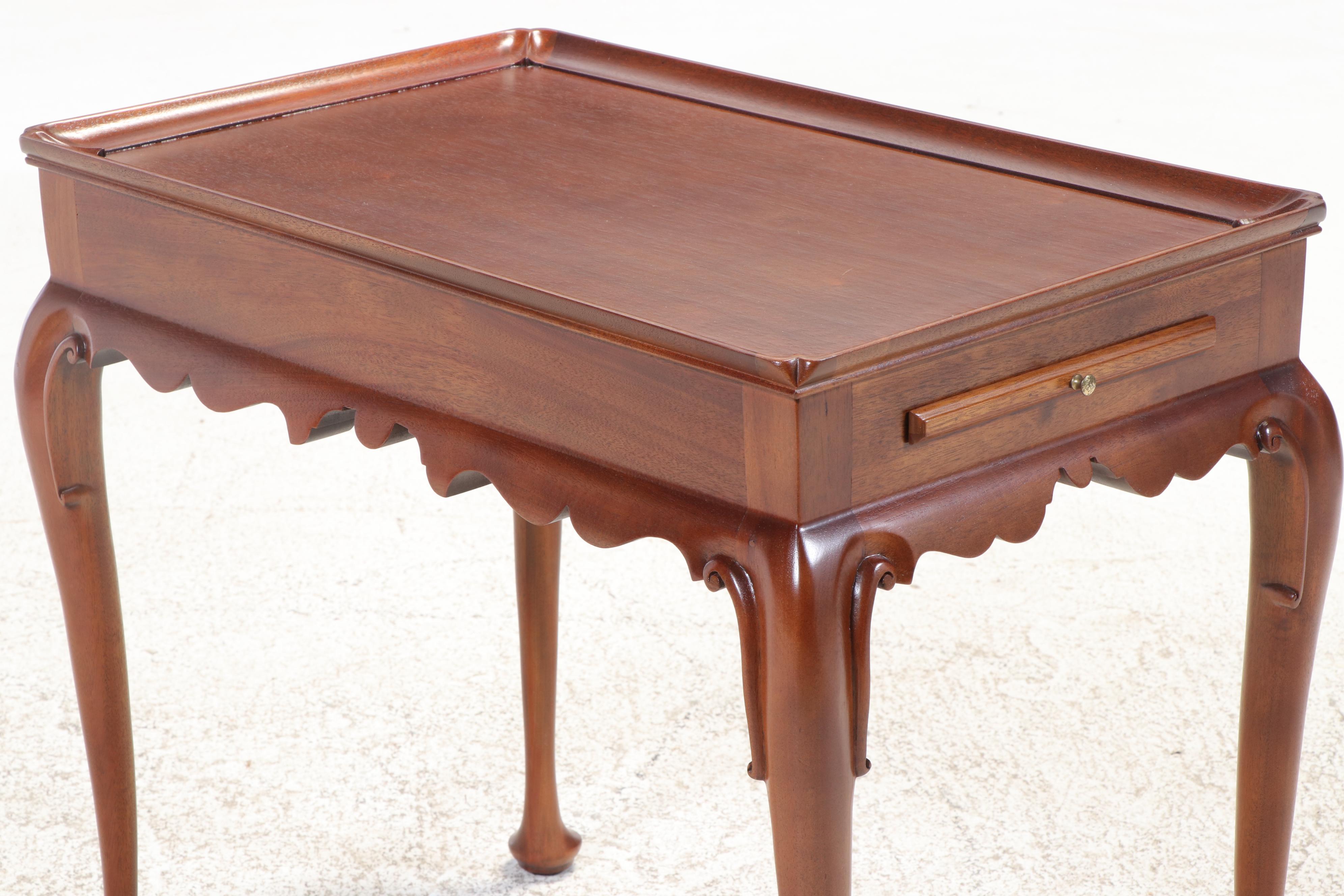 Henkel-Harris "Virginia Galleries" Queen Anne Style Mahogany Tea Table, 1978