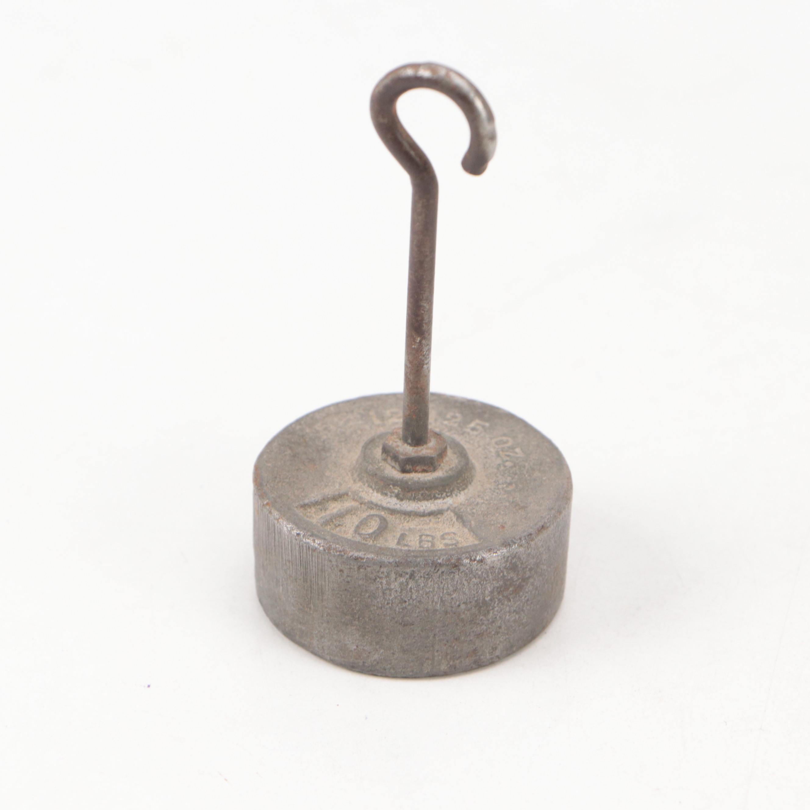 Cast Iron and Brass Weights, 1–16 lb., with Balance Scale Components