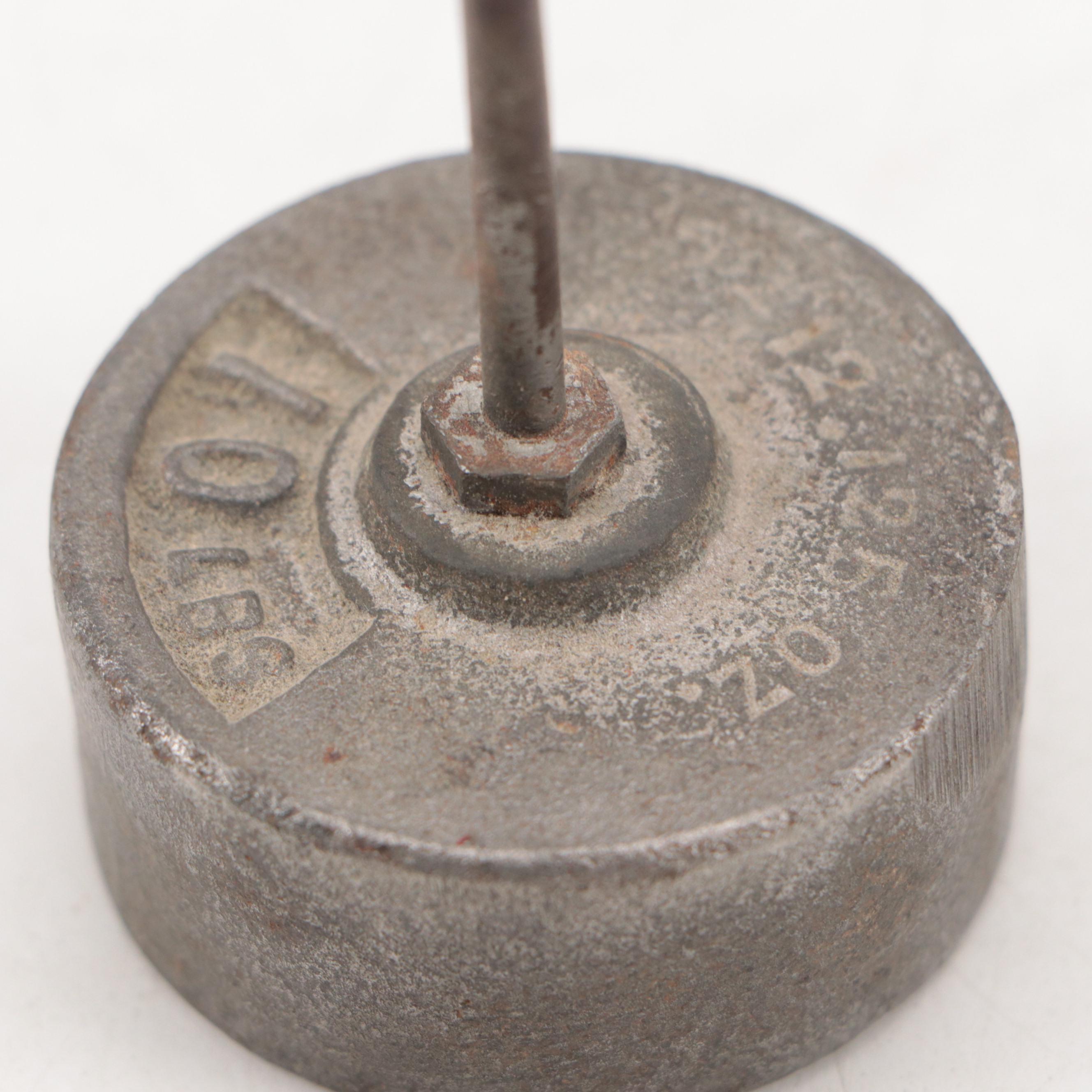 Cast Iron and Brass Weights, 1–16 lb., with Balance Scale Components