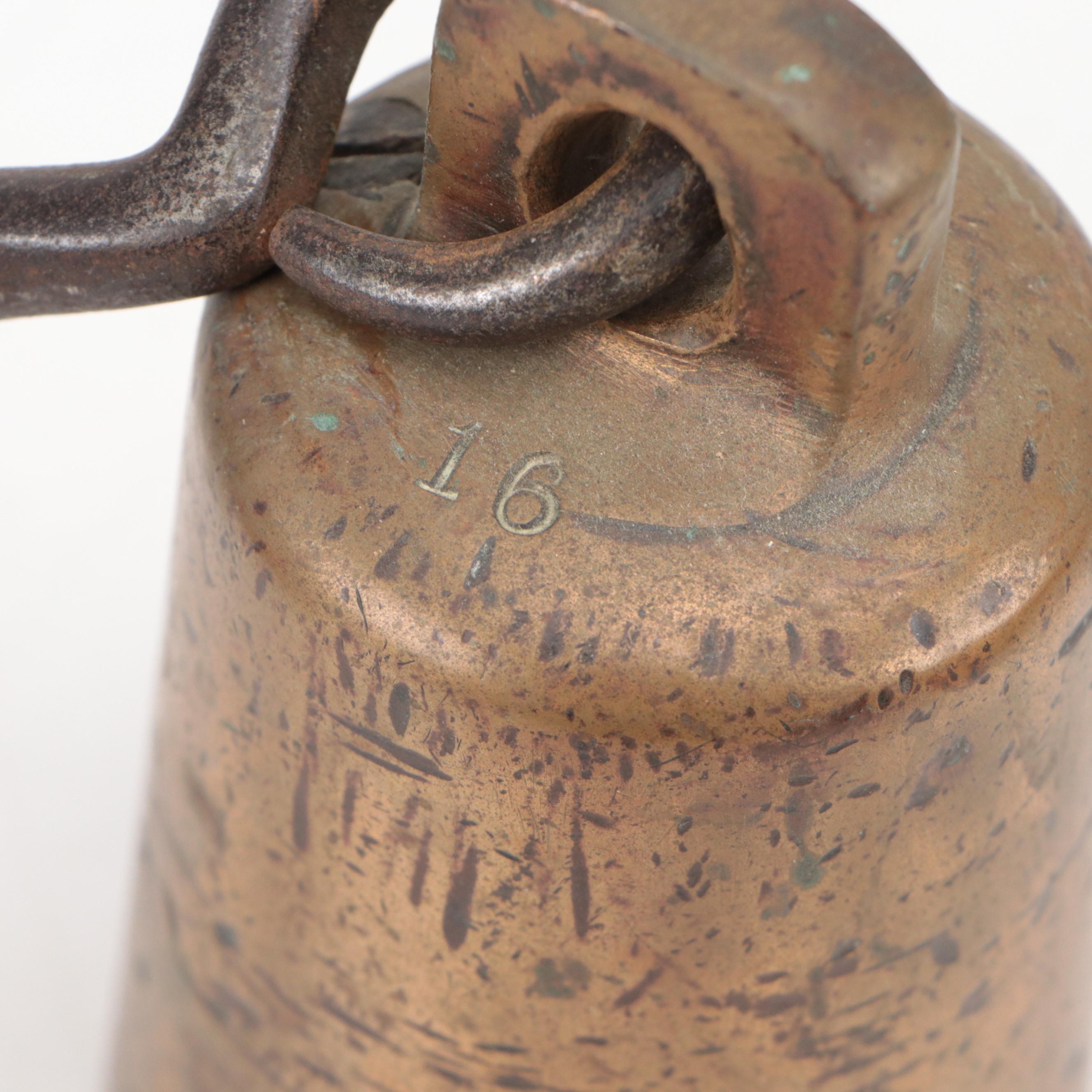 Cast Iron and Brass Weights, 1–16 lb., with Balance Scale Components