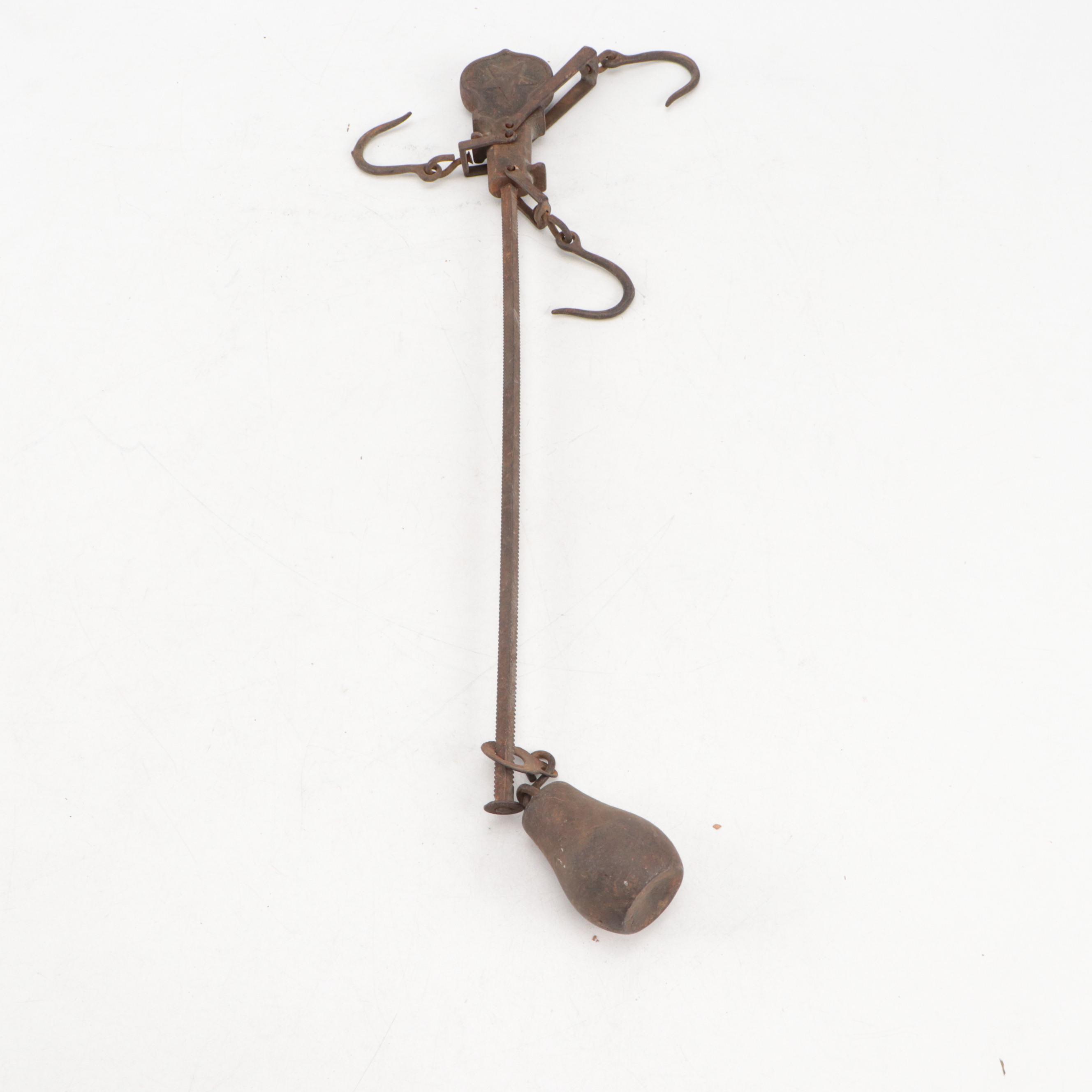 Cast Iron and Brass Weights, 1–16 lb., with Balance Scale Components