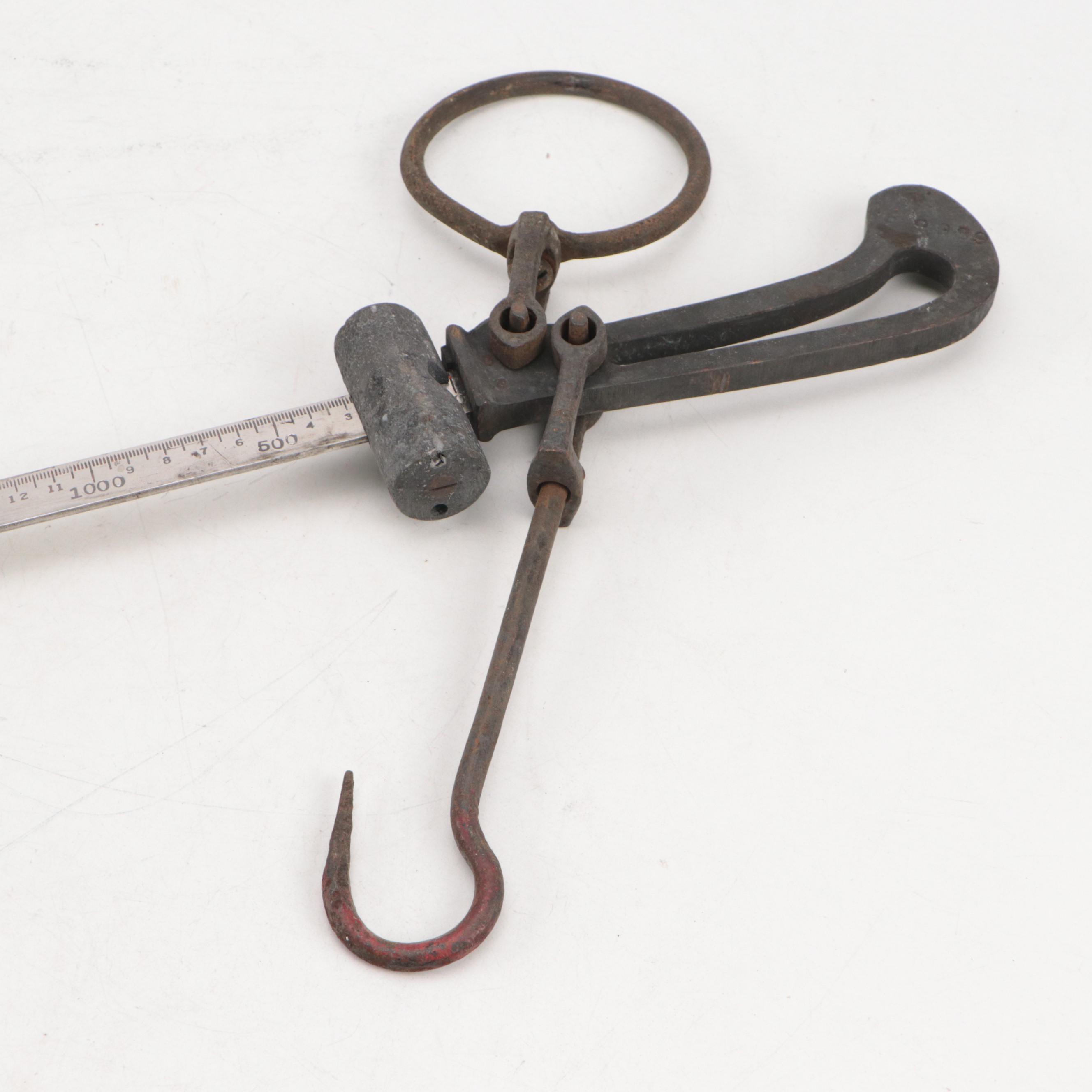 Cast Iron and Brass Weights, 1–16 lb., with Balance Scale Components