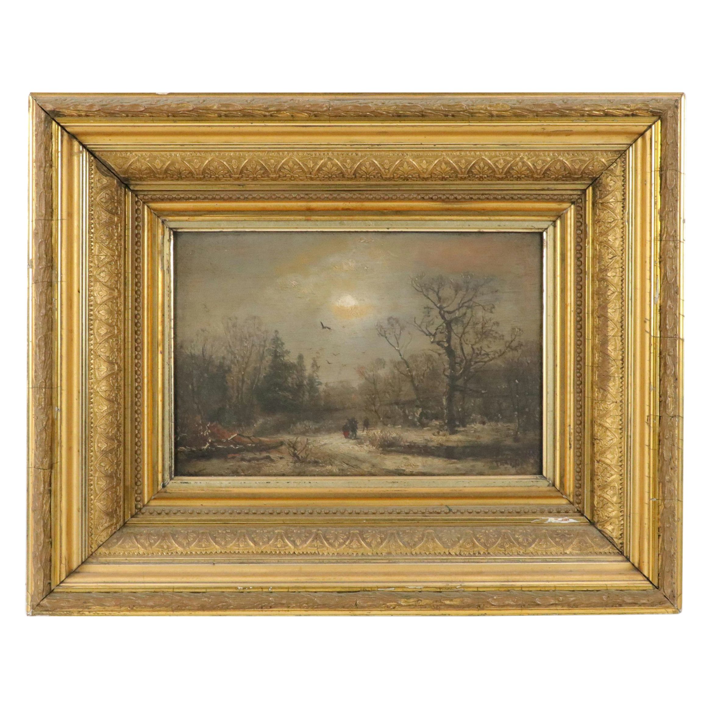 Winter Landscape Oil Painting, Late 19th to Early 20th Century