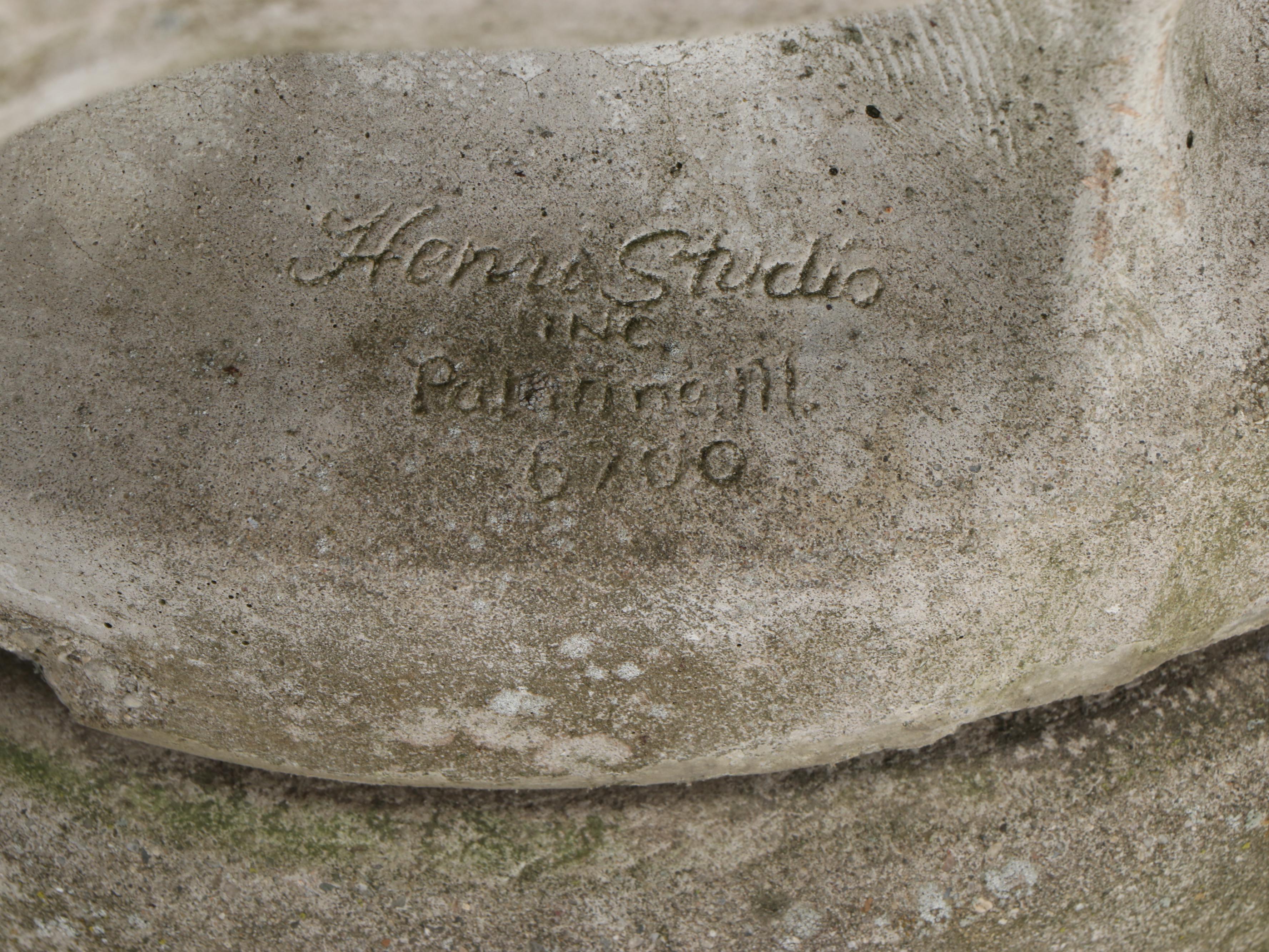 Henri Studio Boy Listening to Conch Cast Concrete Garden Fountain